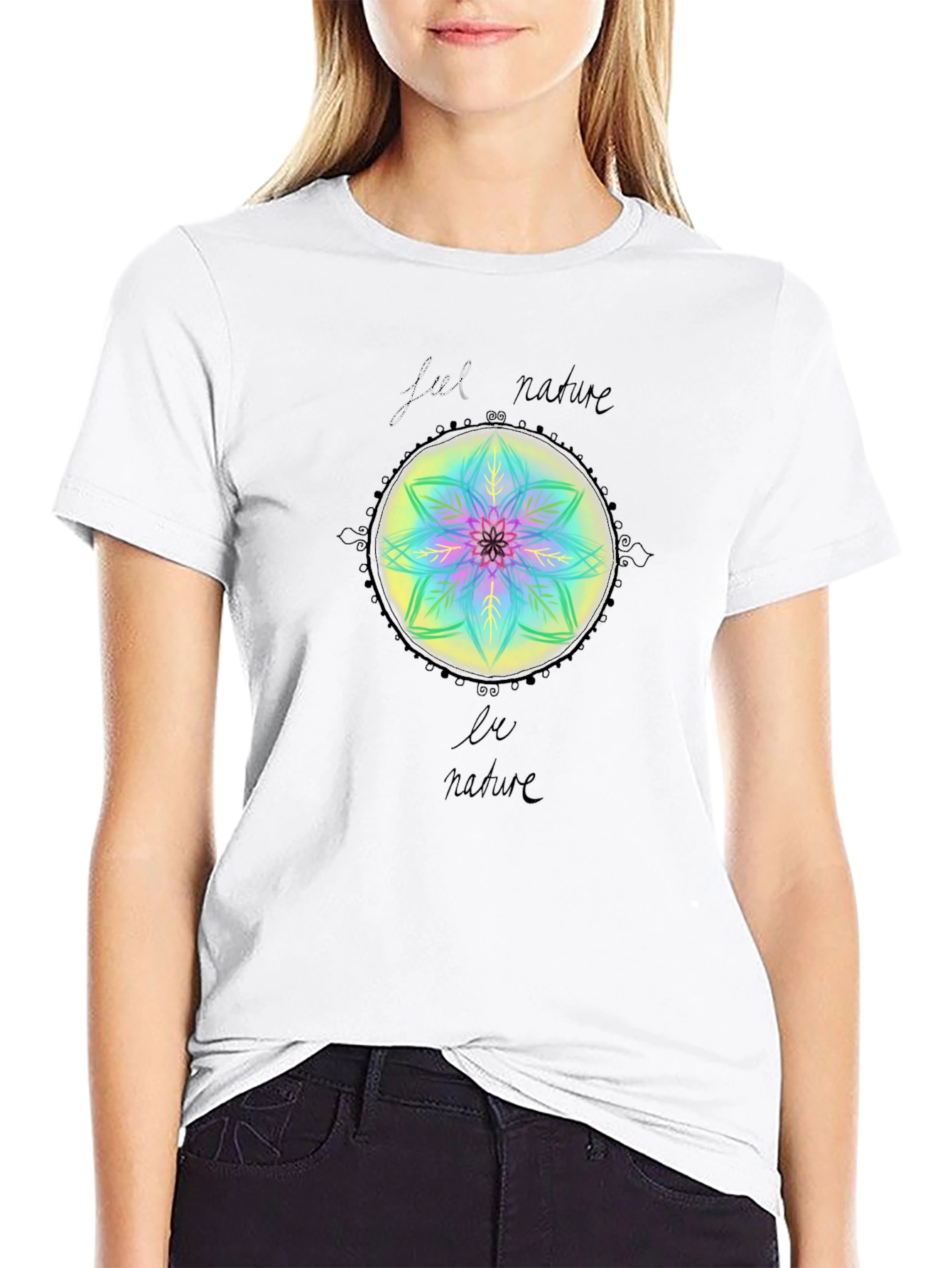 Nature Mandala Graphic Tee - Black