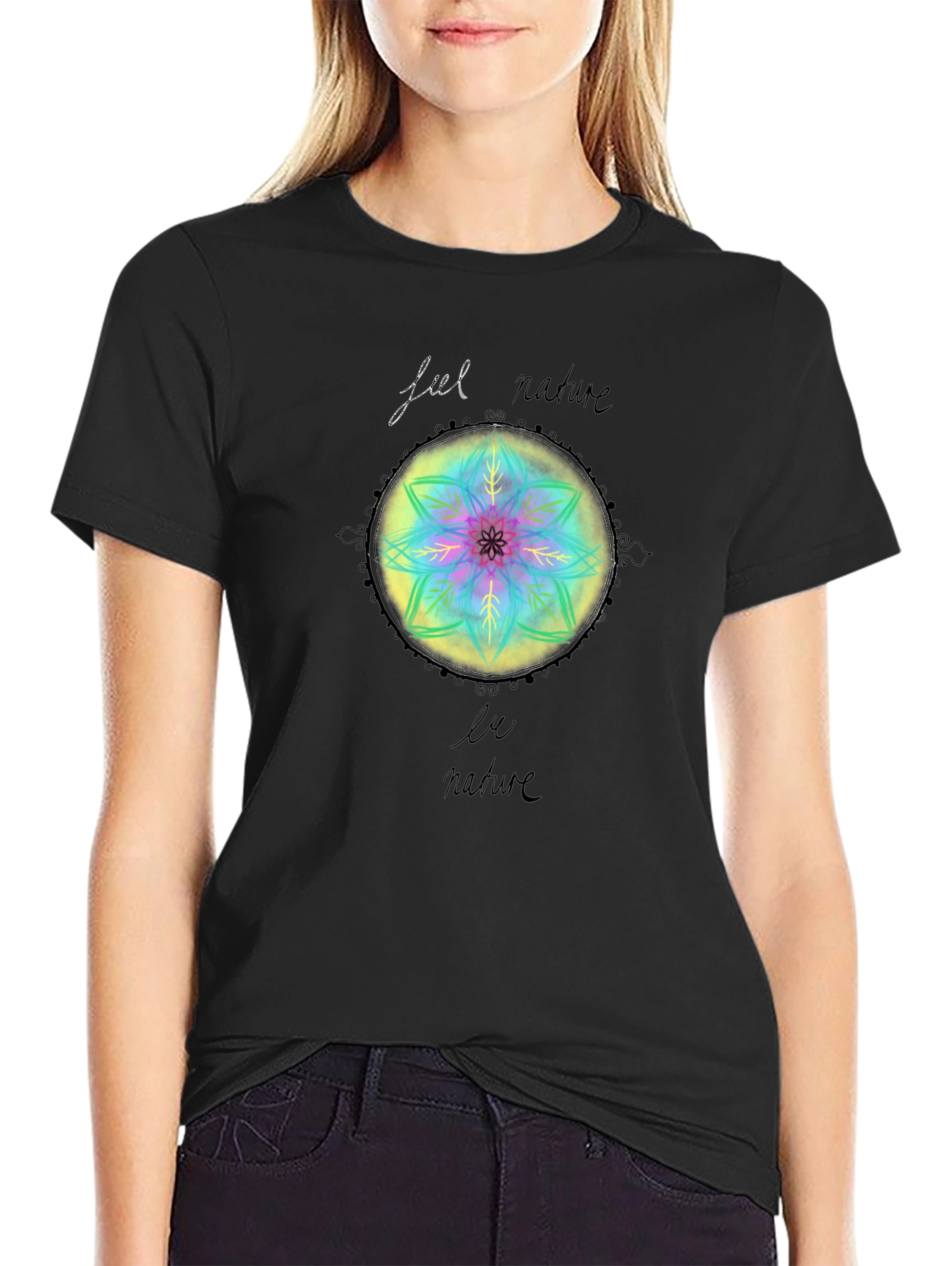Nature Mandala Graphic Tee - Black