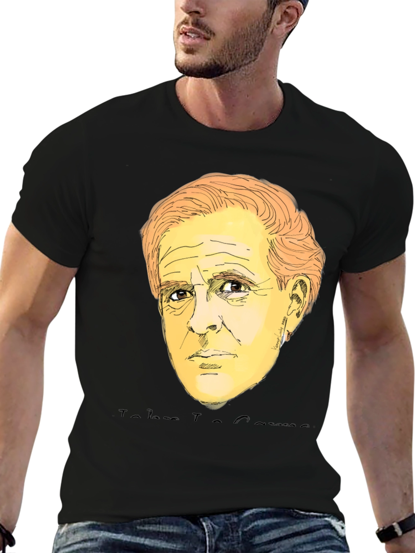 John Travolta Sketch Graphic Tee - Black