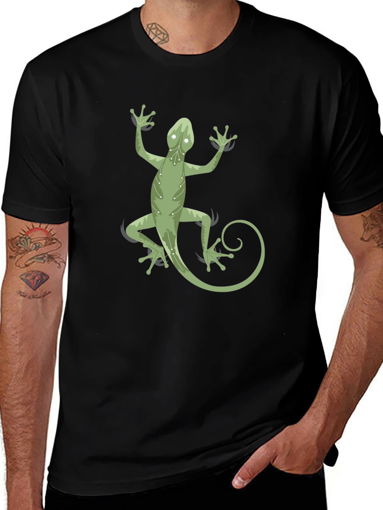 Lizard Graphic Black Tee - Cool Reptile Design!