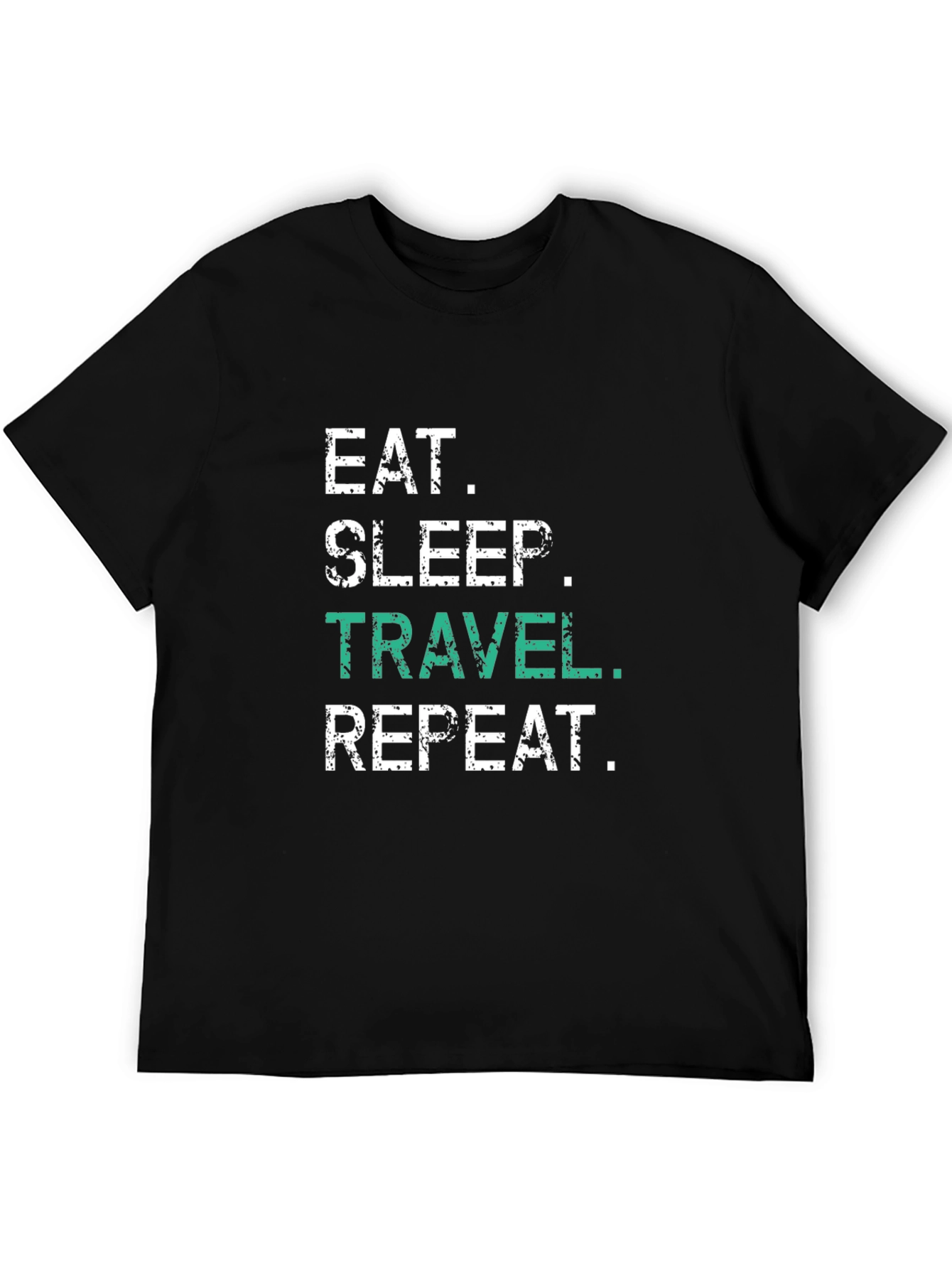 Eat Sleep Travel Repeat Black Graphic T-Shirt