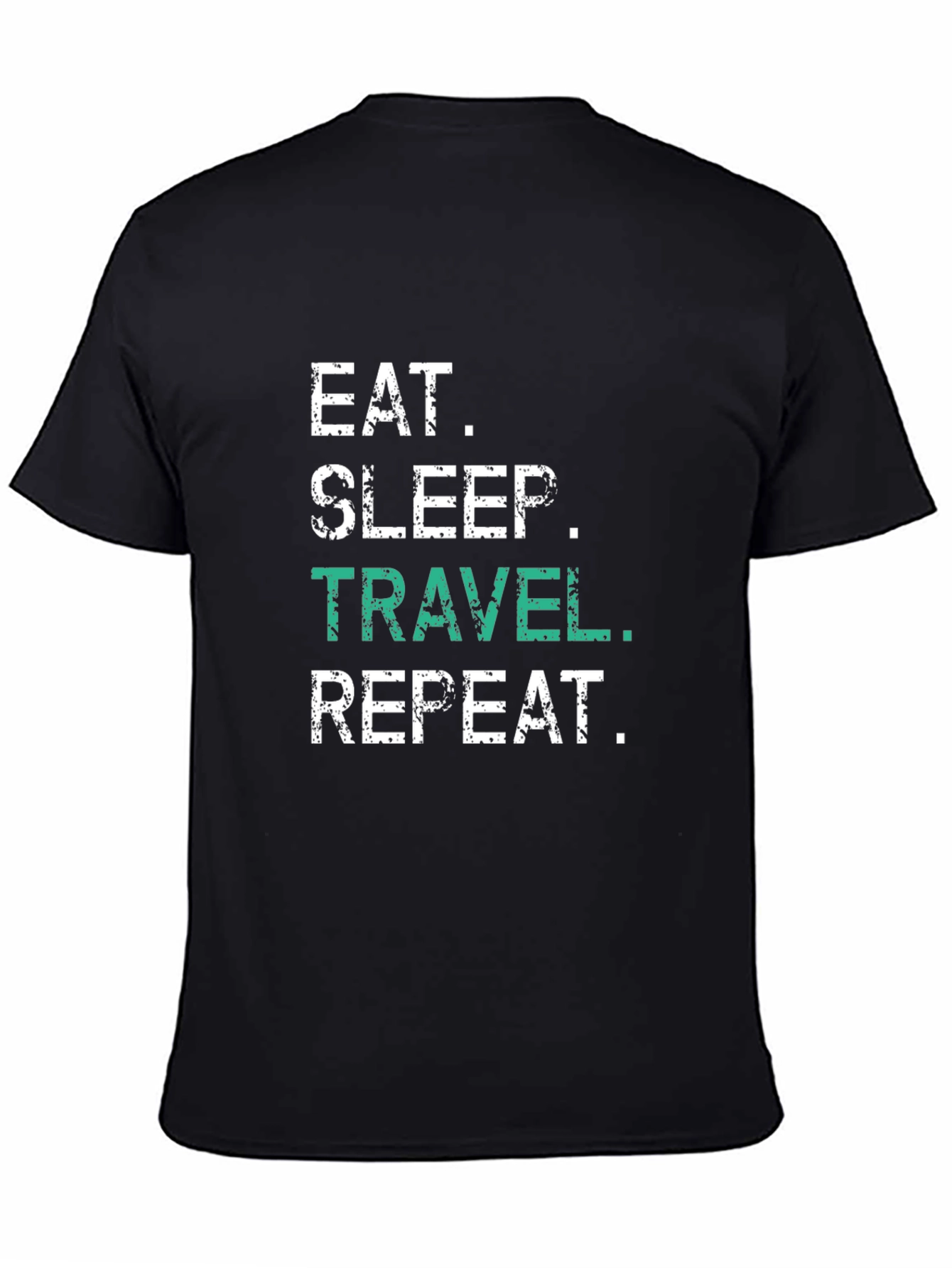 Eat Sleep Travel Repeat Black Graphic T-Shirt