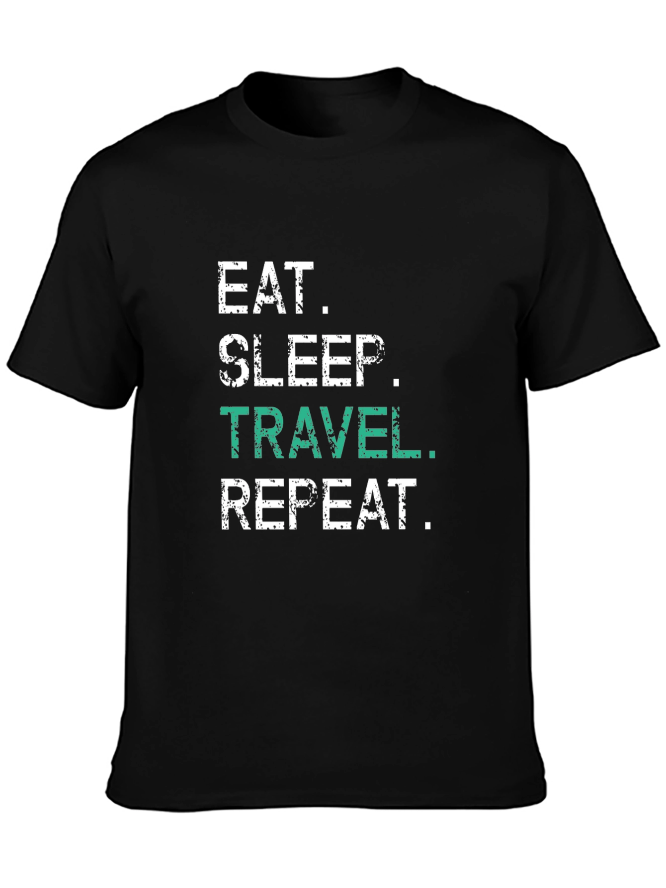 Eat Sleep Travel Repeat Black Graphic T-Shirt