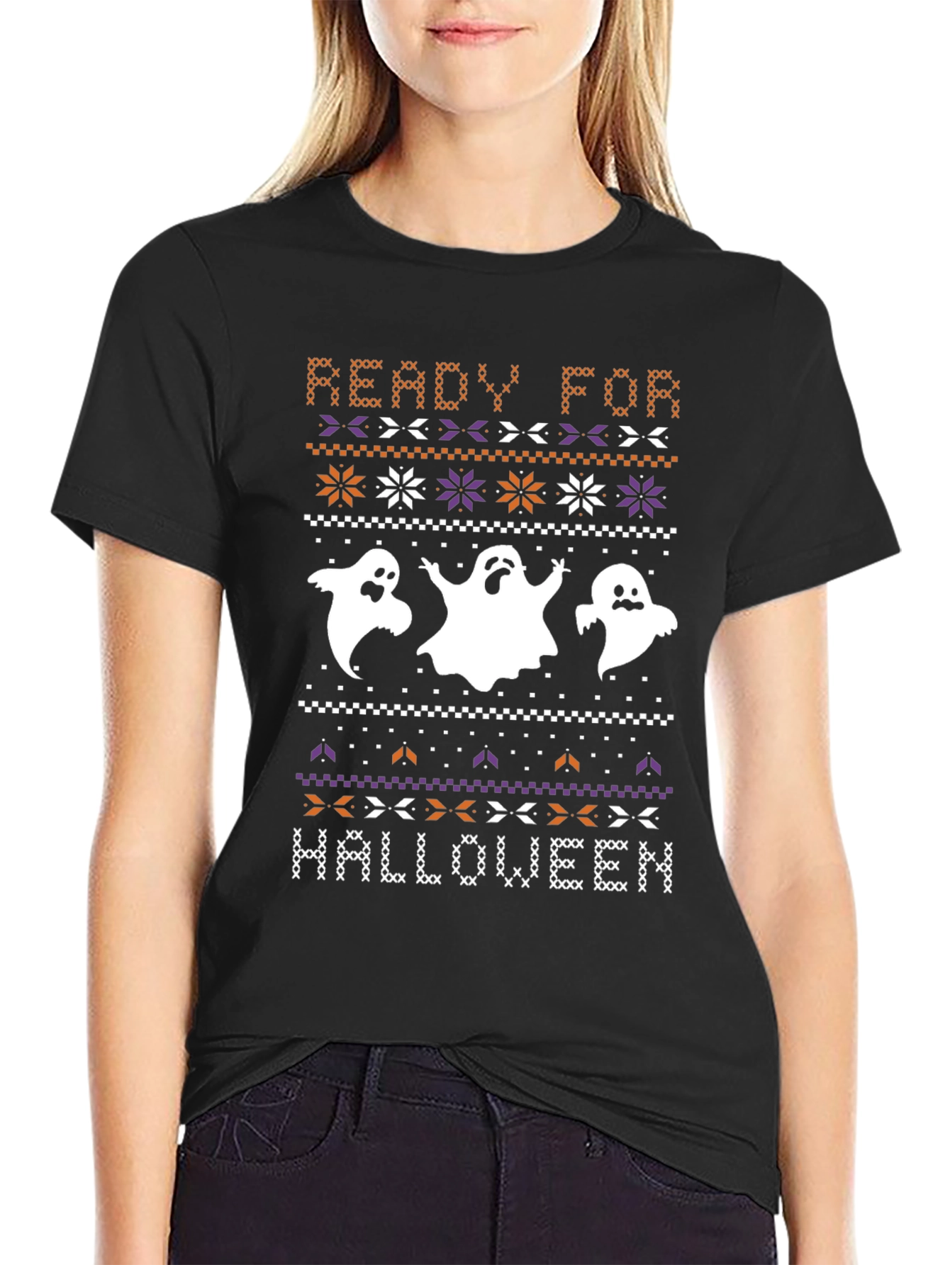 Ready for Halloween Ghost Pixel Art T-Shirt