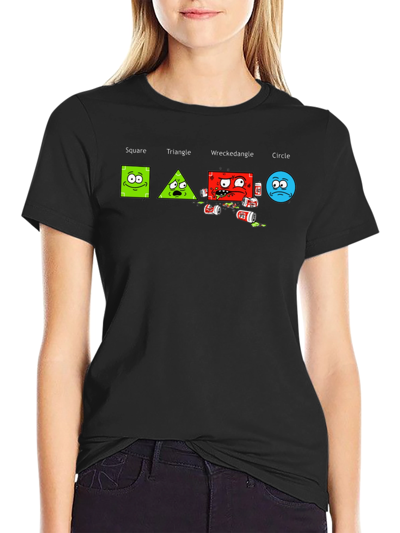 Shape Antics Graphic T-Shirt: Square Triangle Wreckedangle Circle