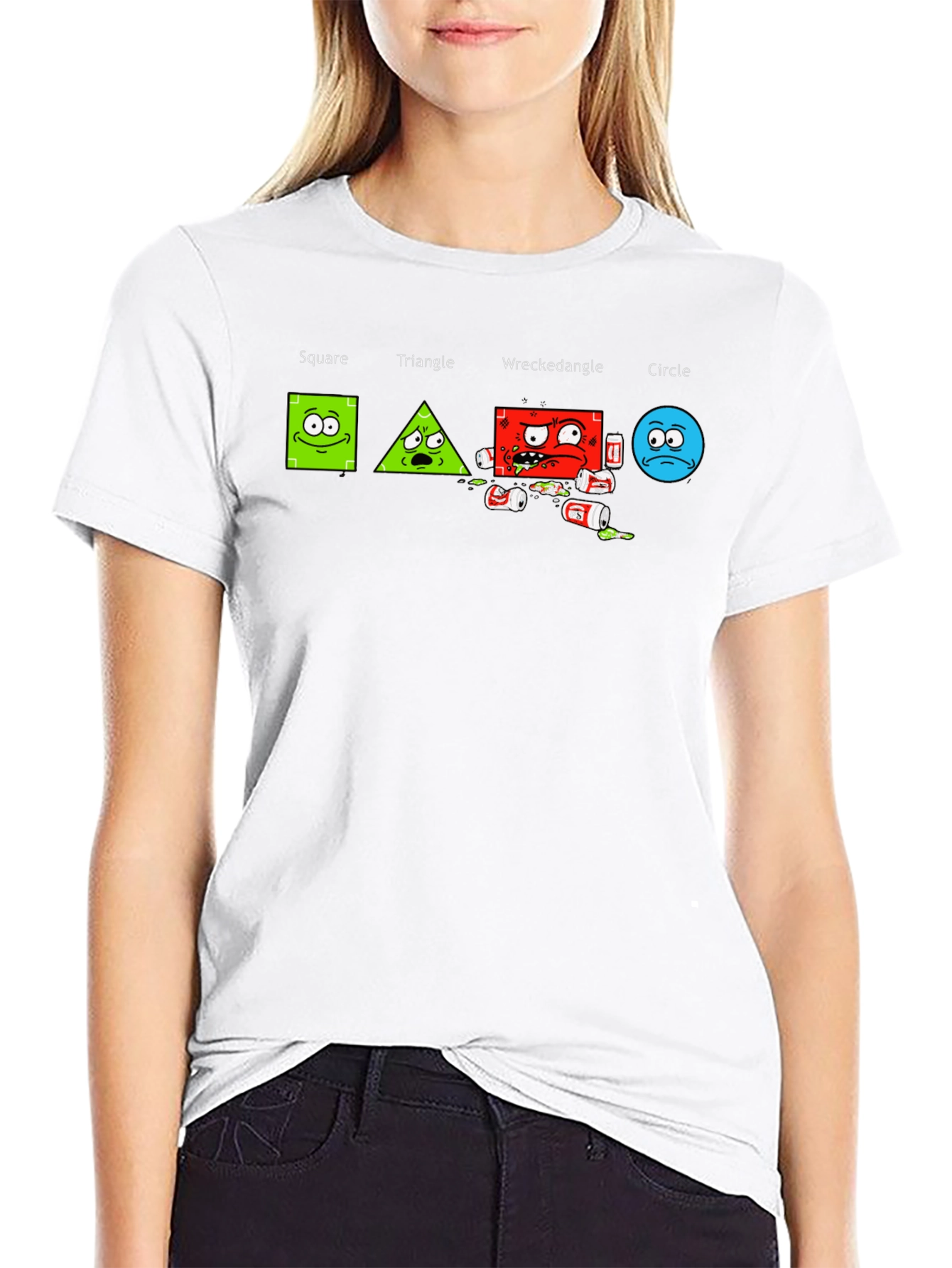 Shape Antics Graphic T-Shirt: Square Triangle Wreckedangle Circle