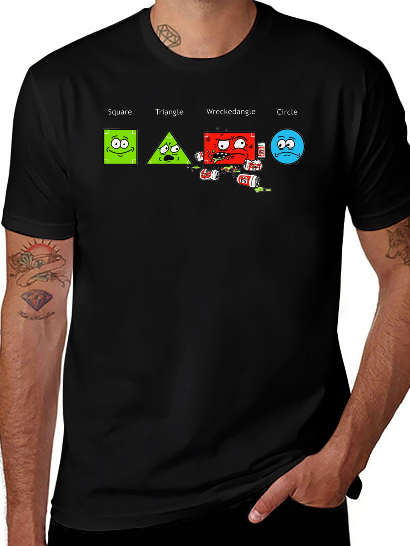 Shape Antics Graphic T-Shirt: Square Triangle Wreckedangle Circle