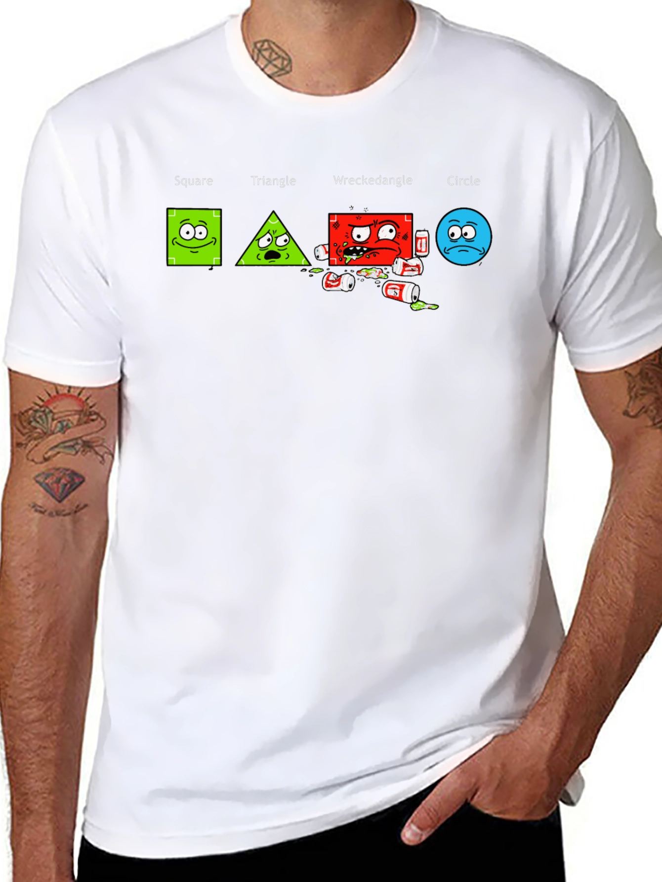 Shape Antics Graphic T-Shirt: Square Triangle Wreckedangle Circle