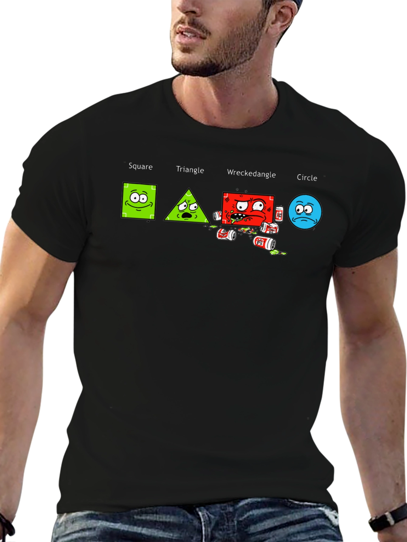 Shape Antics Graphic T-Shirt: Square Triangle Wreckedangle Circle