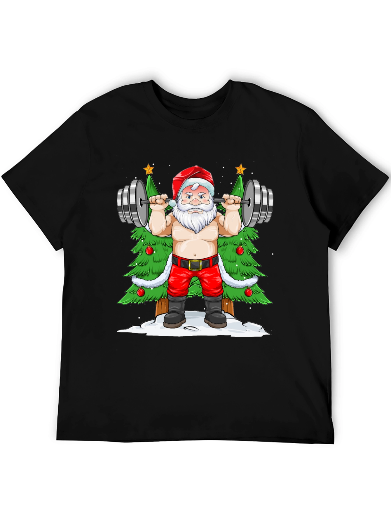 Funny Santa Claus Gym Workout Black T-Shirt