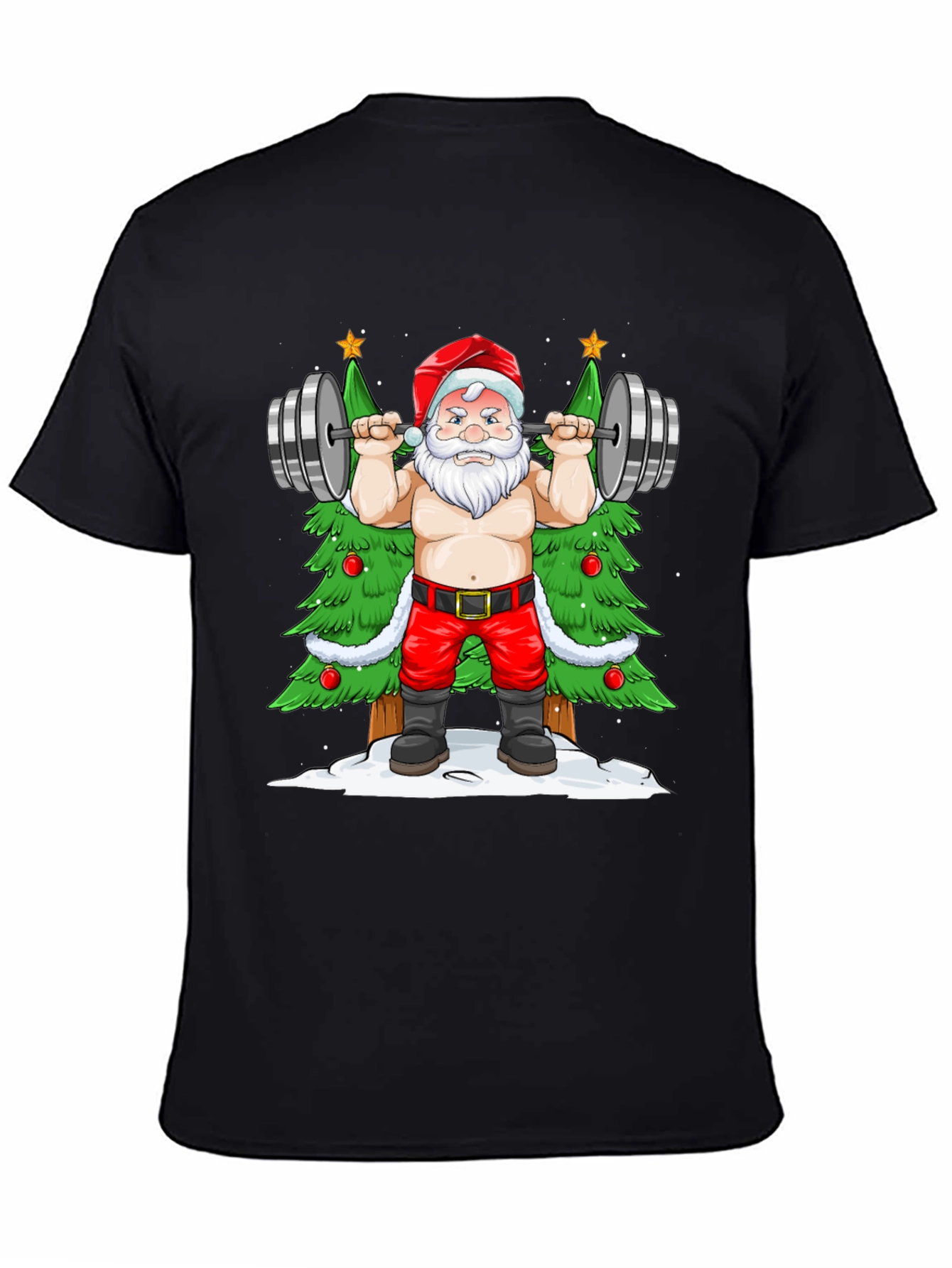 Funny Santa Claus Gym Workout Black T-Shirt