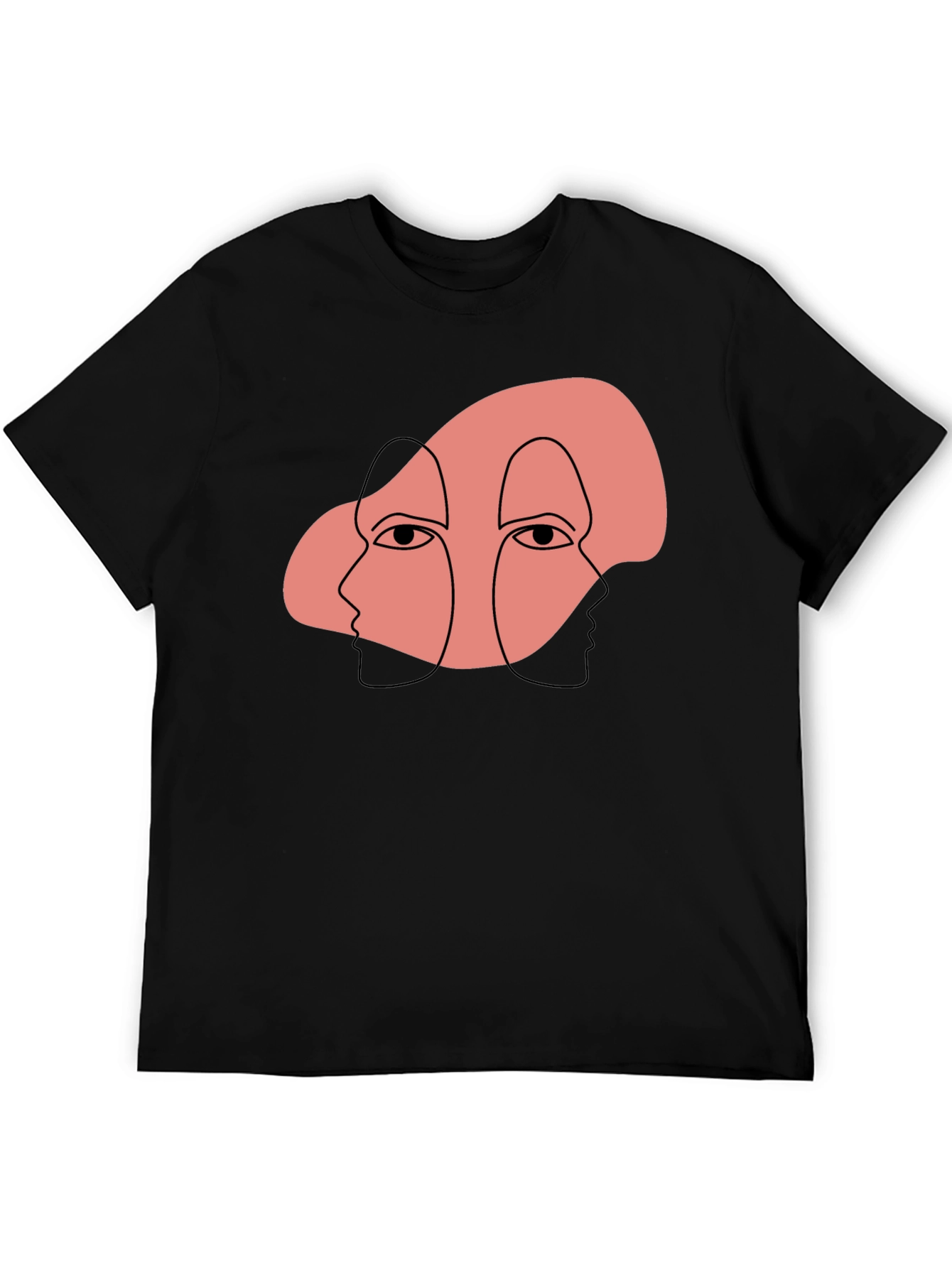 Abstract Face Graphic Print Black T-Shirt