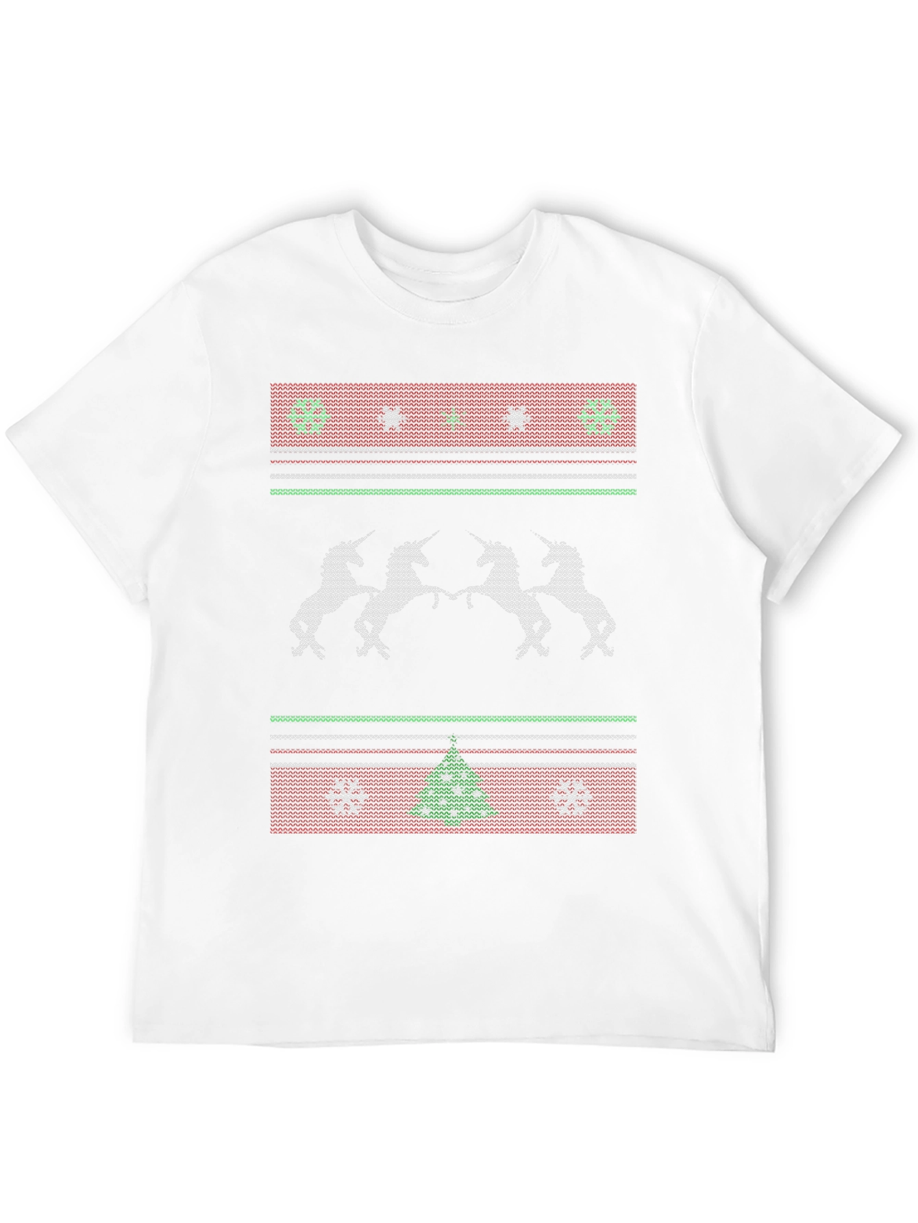 Unicorn Christmas Knit Pattern T-Shirt