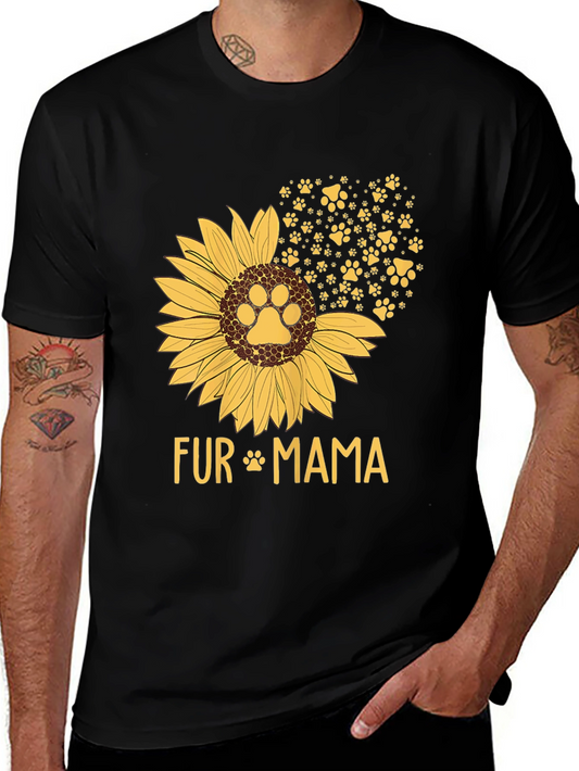 Fur Mama Sunflower Paw Print Graphic T-Shirt
