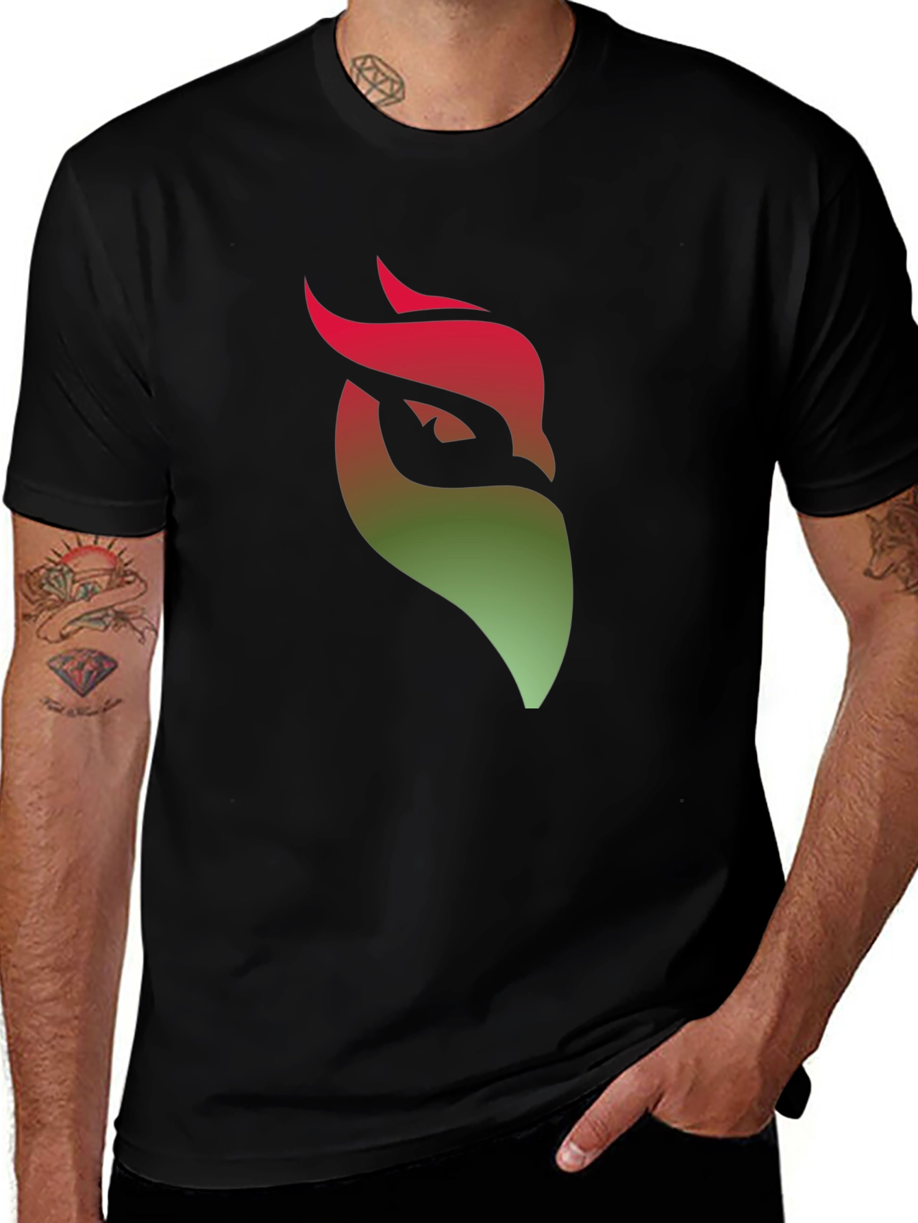 Gradient Phoenix Graphic Black T-Shirt