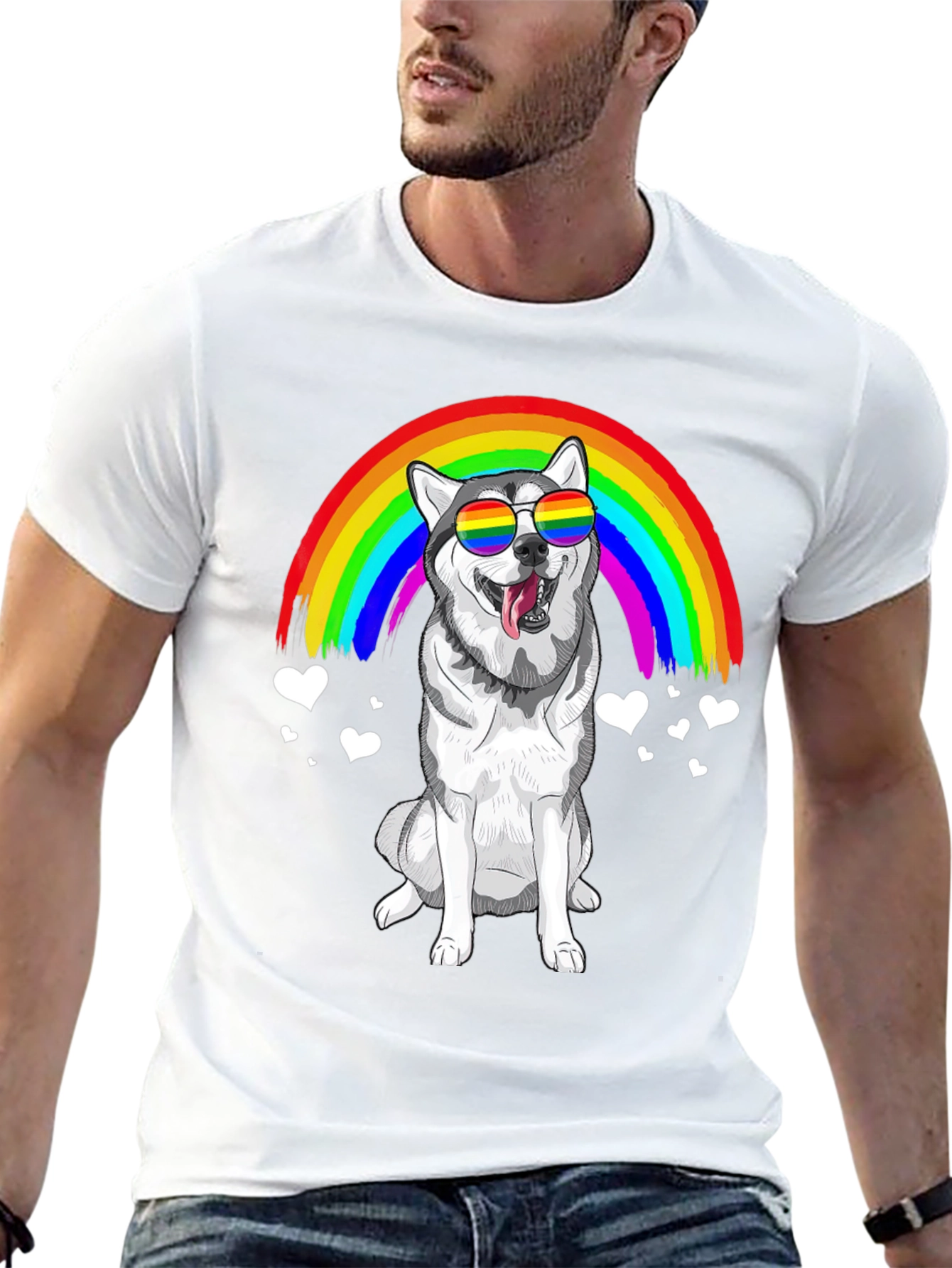 Rainbow Husky T-Shirt - Pride Pup Tee