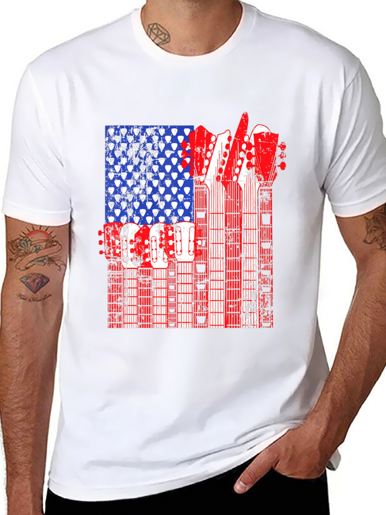 American Flag Guitar T-Shirt
