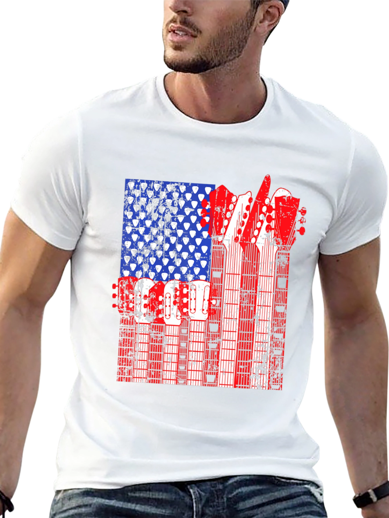 American Flag Guitar T-Shirt
