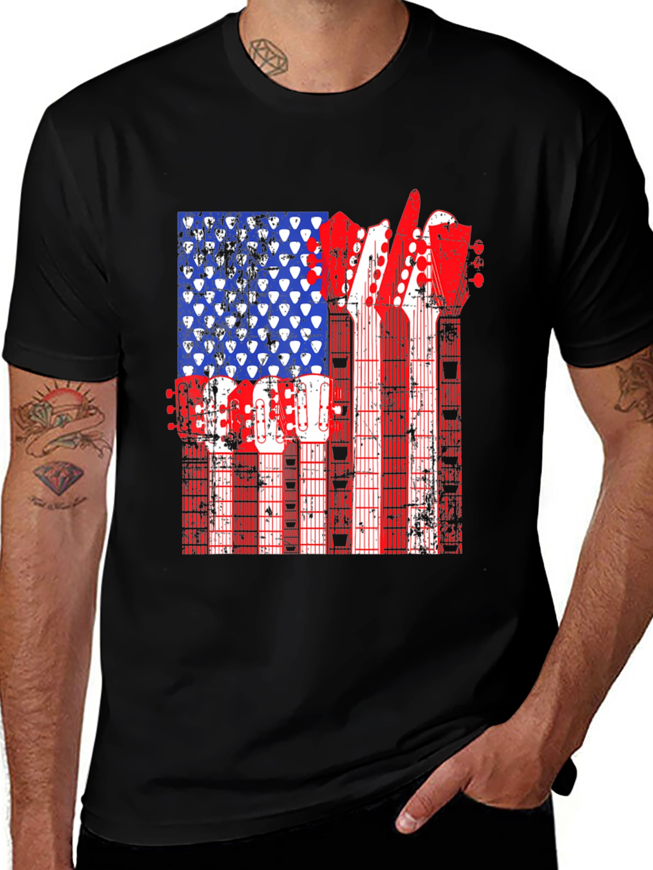 American Flag Guitar T-Shirt
