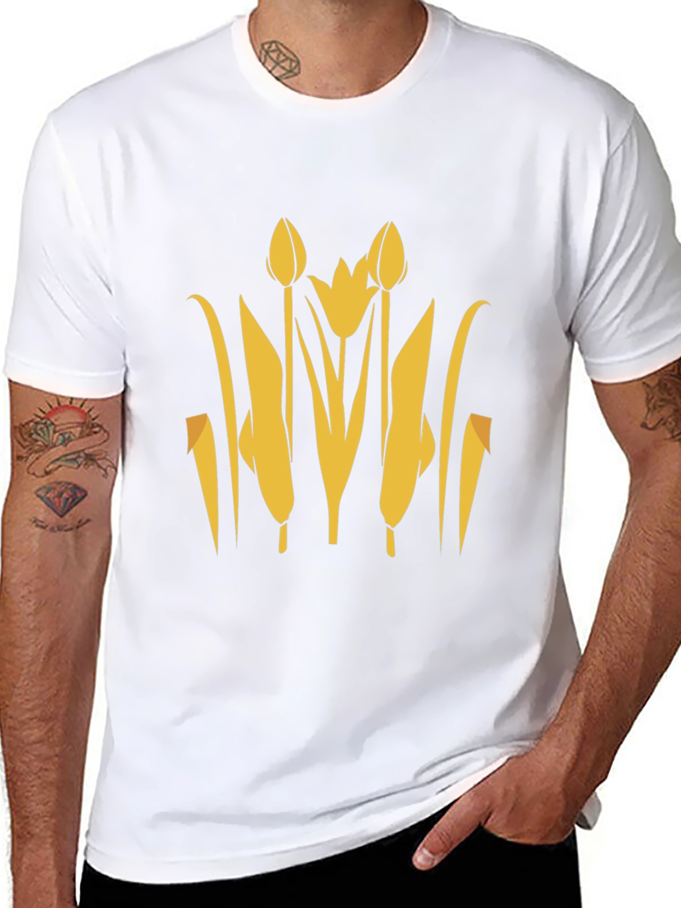 Tulip Graphic Print Black T-Shirt