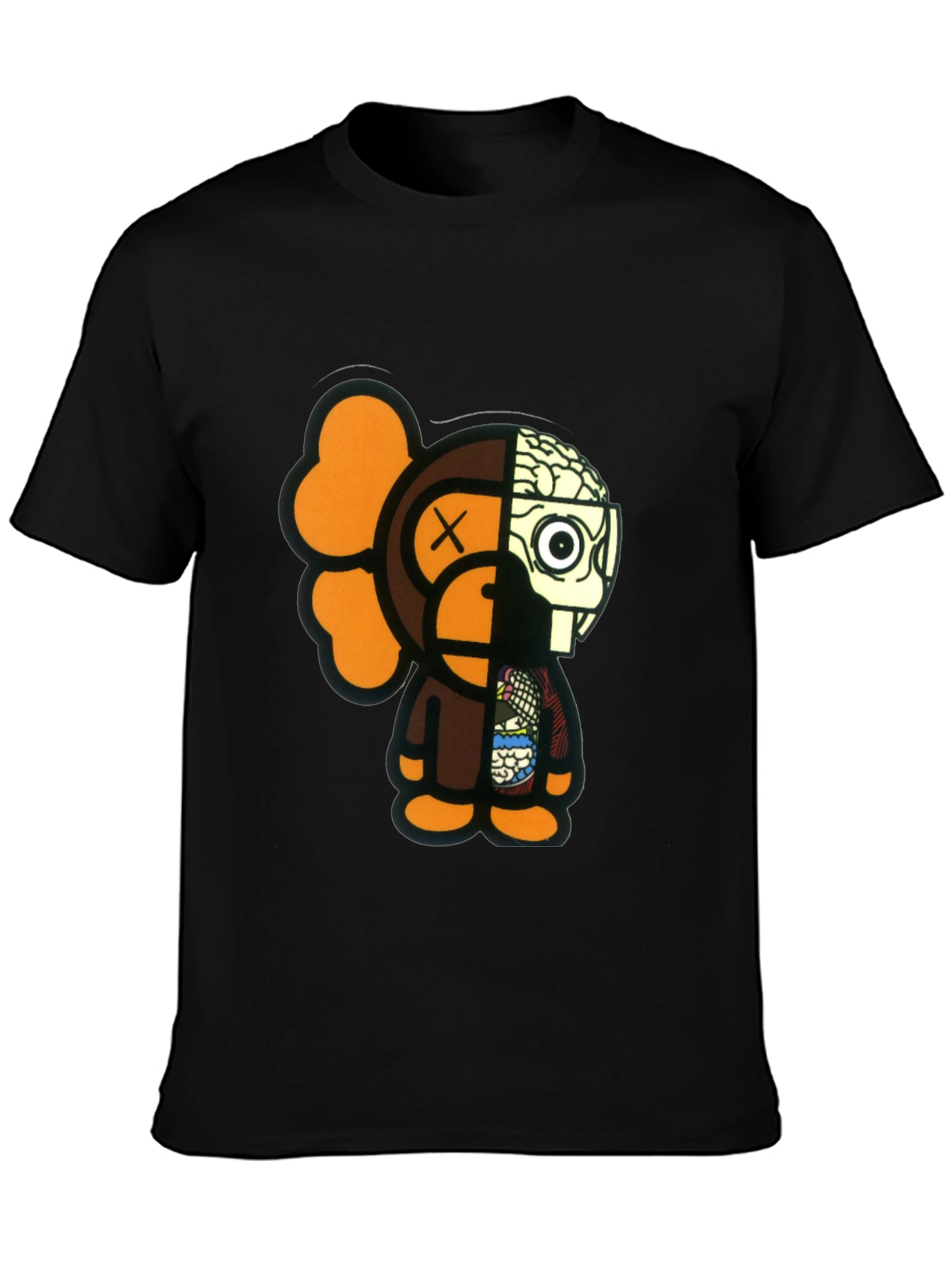 Artistic Cartoon Graphic Print Black T-Shirt