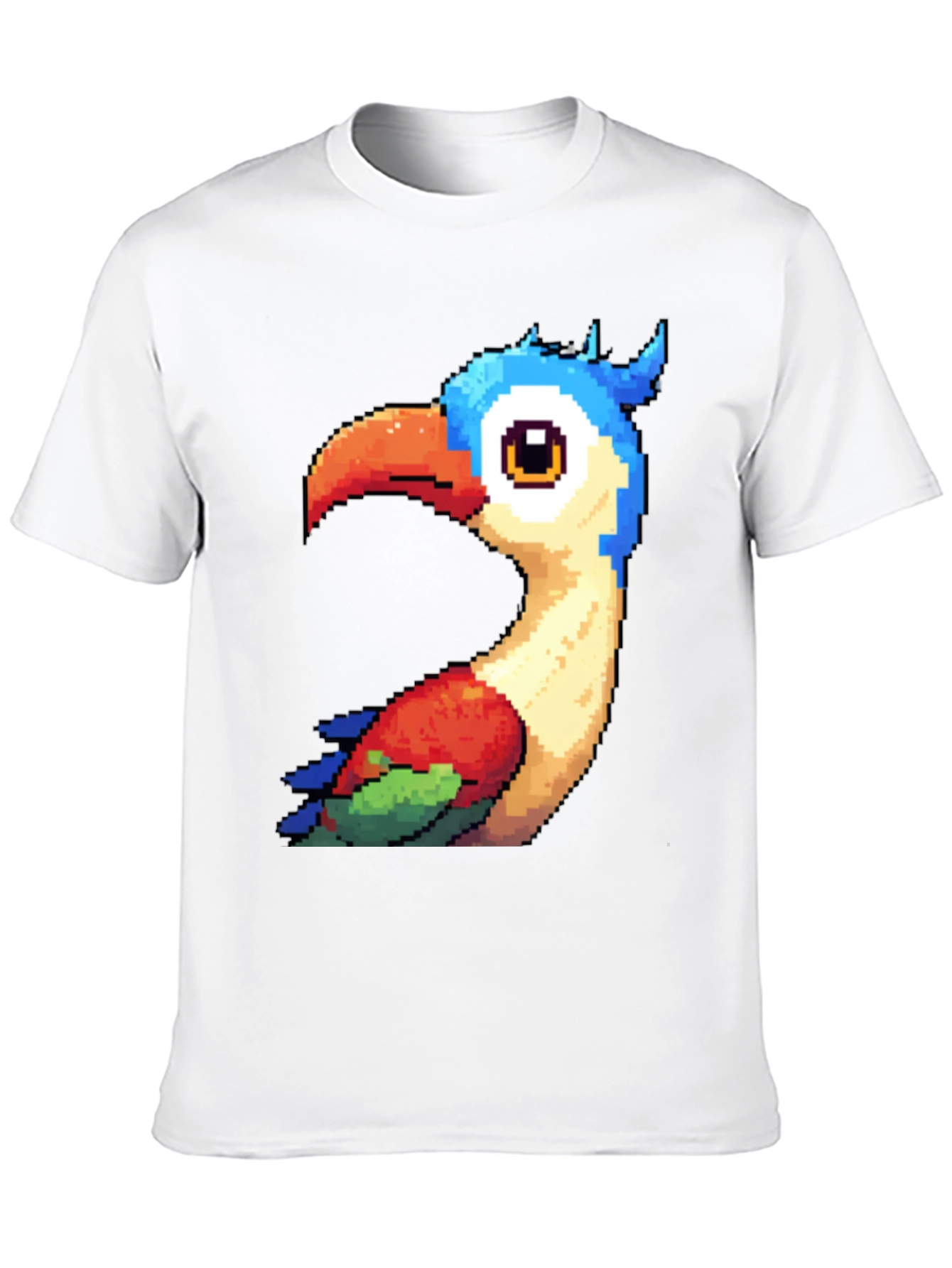 Pixel Art Bird Graphic T-Shirt - Black