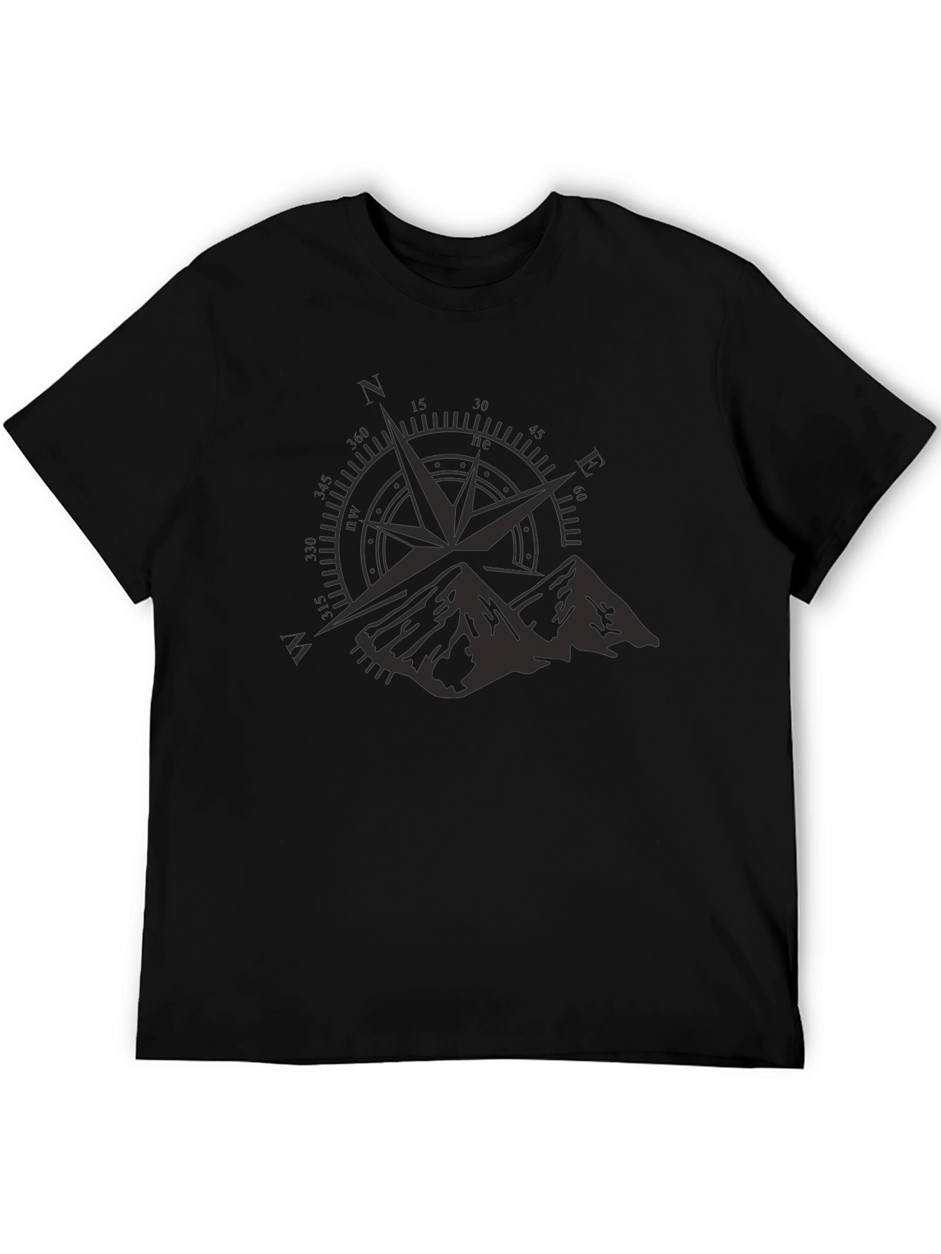 Mens Black Adventure Compass Mountain T-Shirt