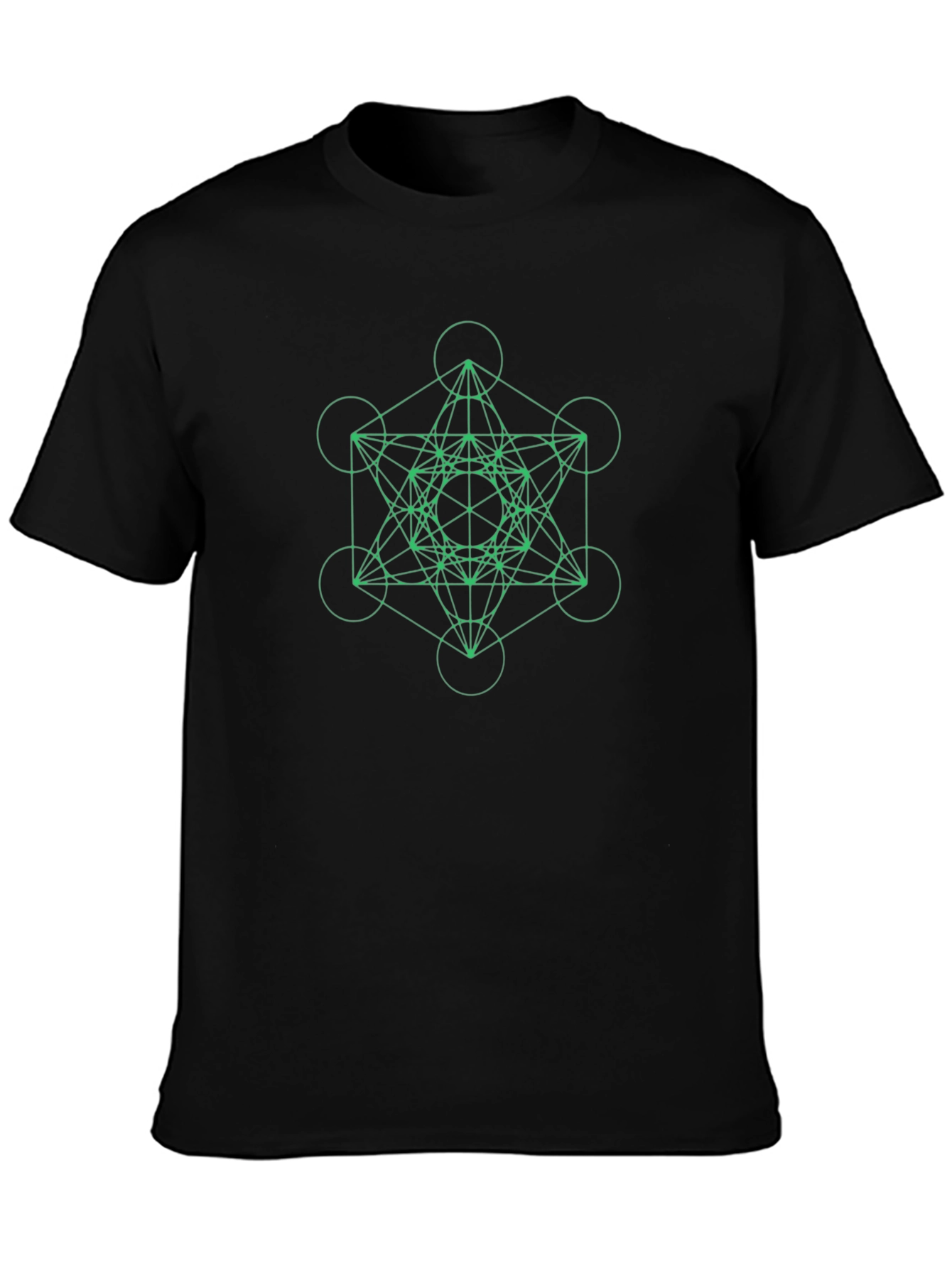 Geometric Metatrons Cube Graphic Tee - Black