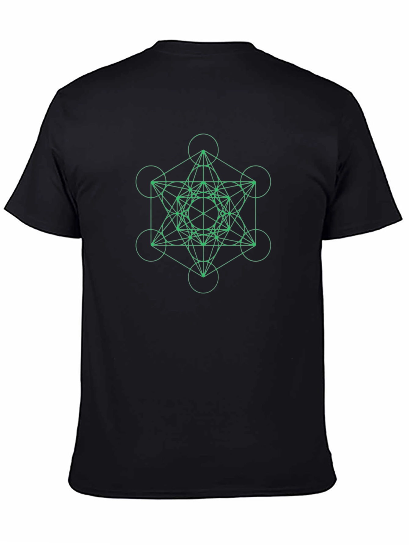 Geometric Metatrons Cube Graphic Tee - Black