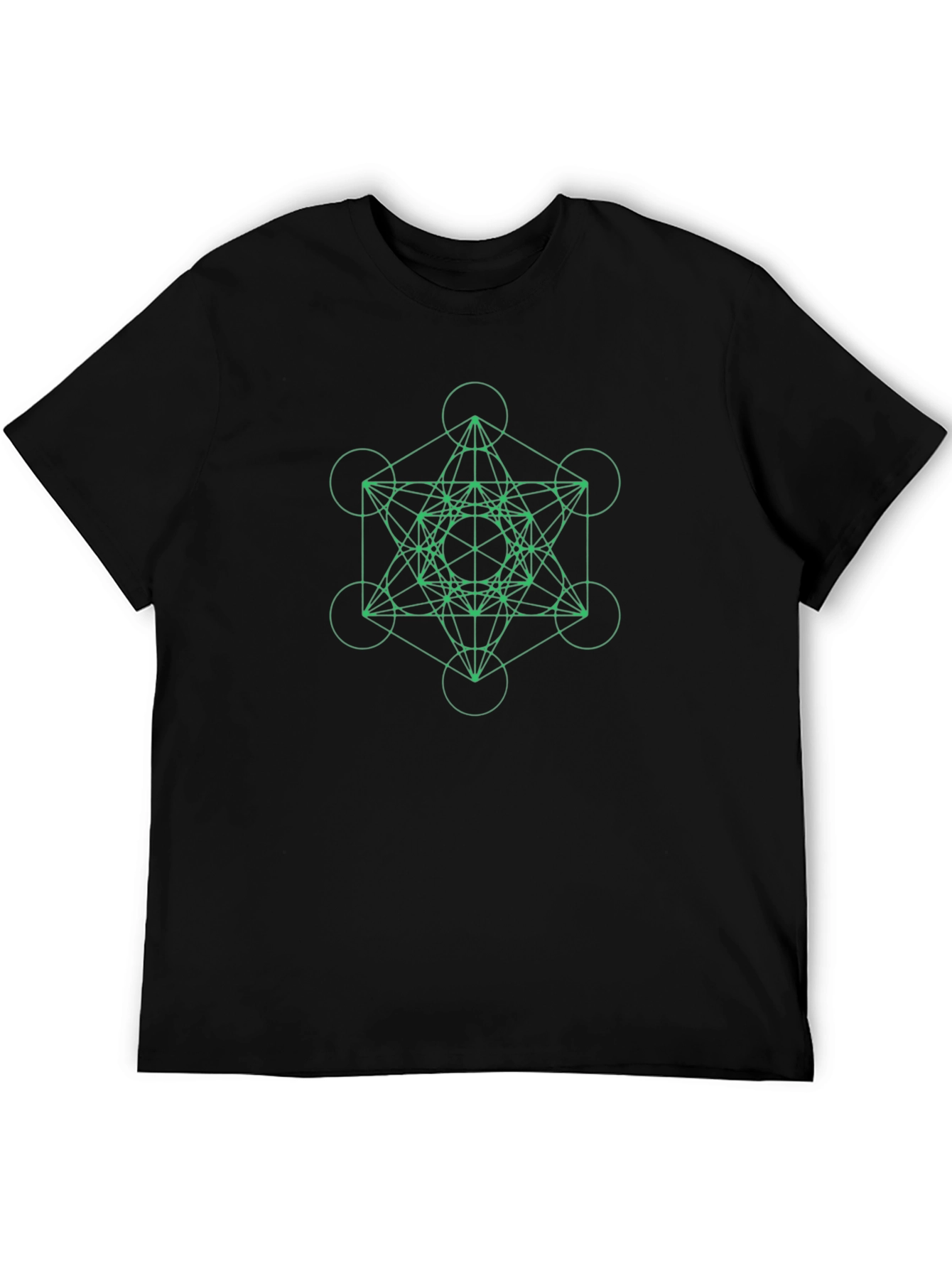 Geometric Metatrons Cube Graphic Tee - Black