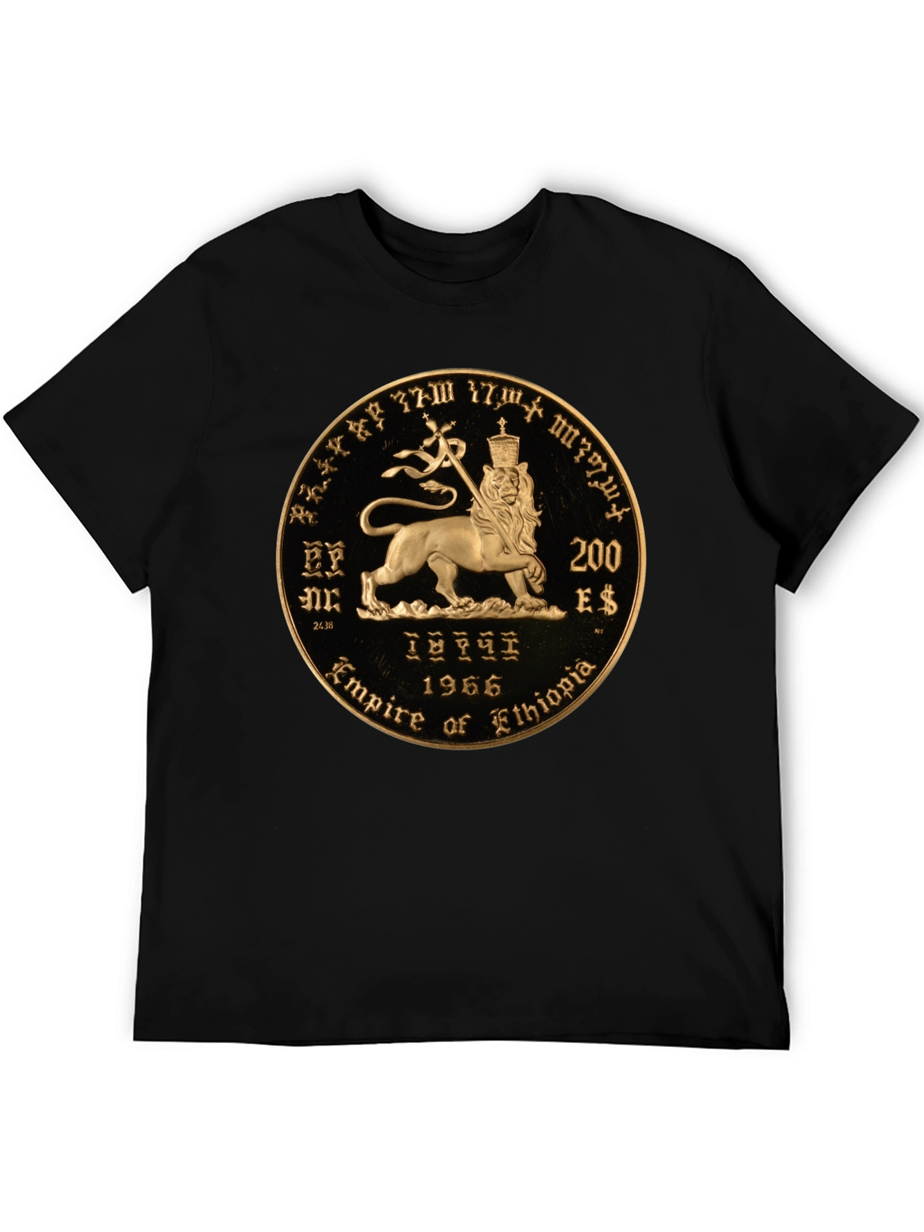 Ethiopian Lion Coin Black T-Shirt