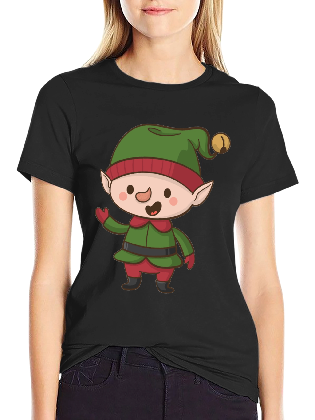 Festive Elf Graphic Tee - Holiday Cheer!