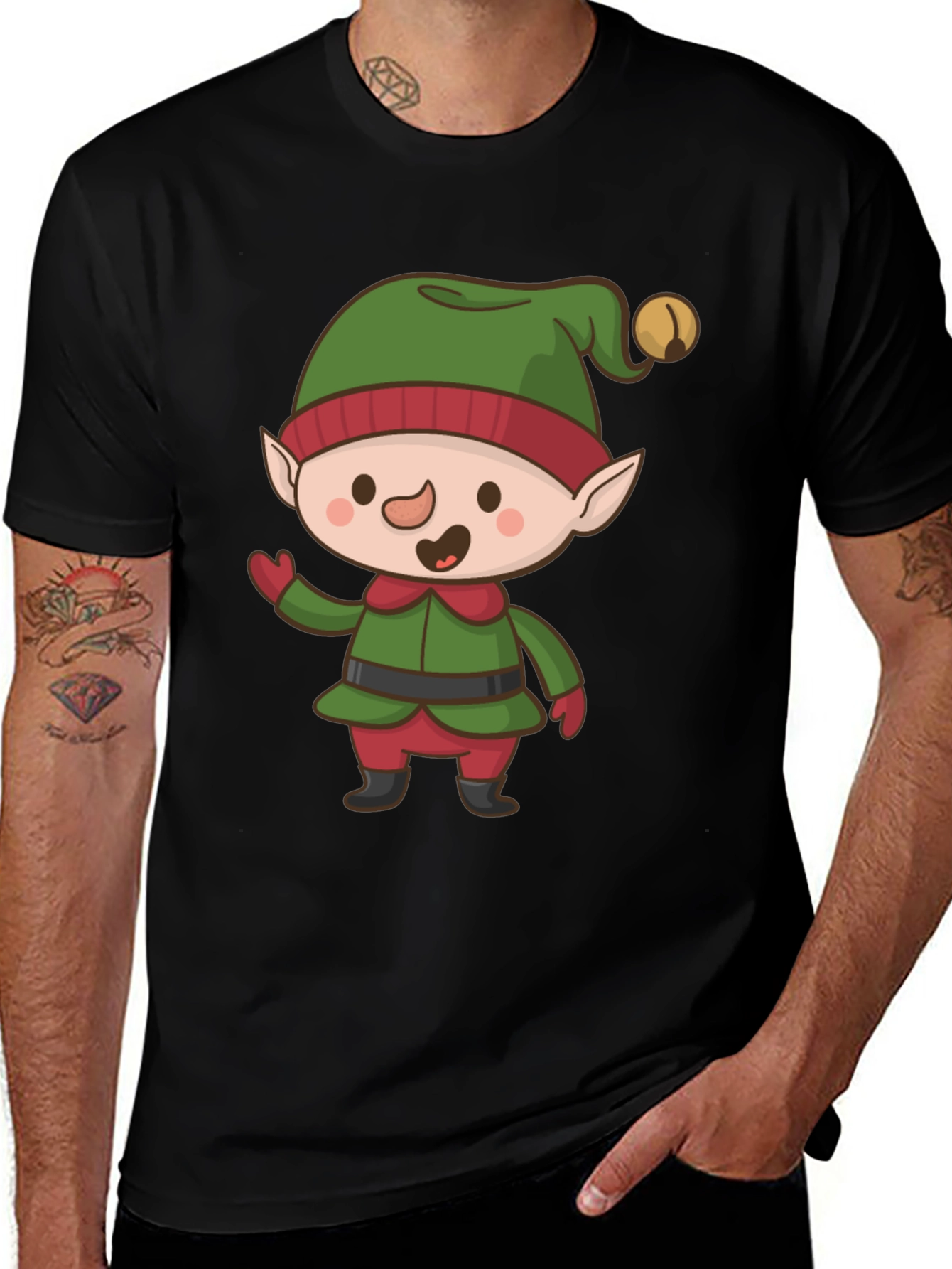 Festive Elf Graphic Tee - Holiday Cheer!