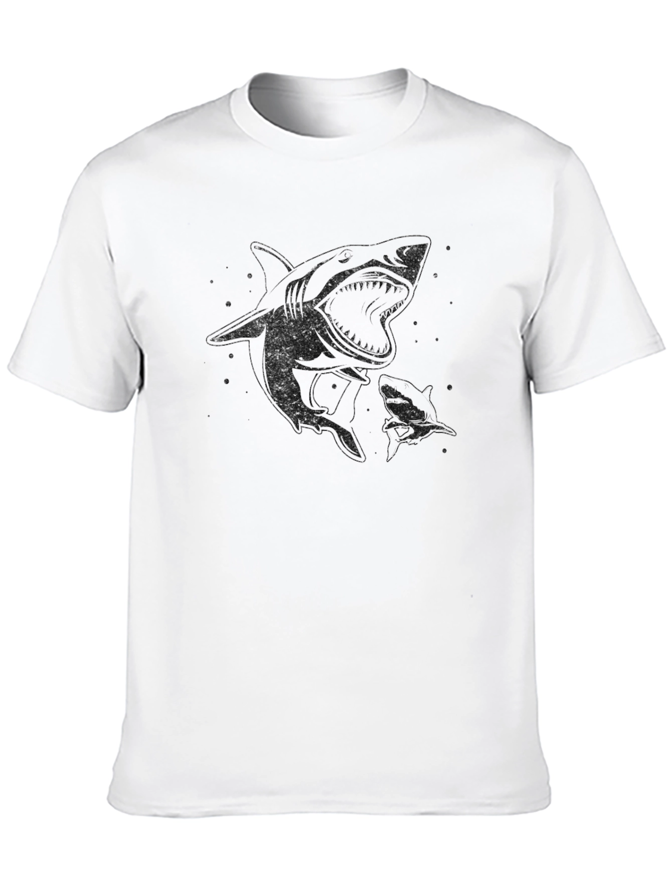 Shark Graphic Tee - Black Cotton Casual Shirt