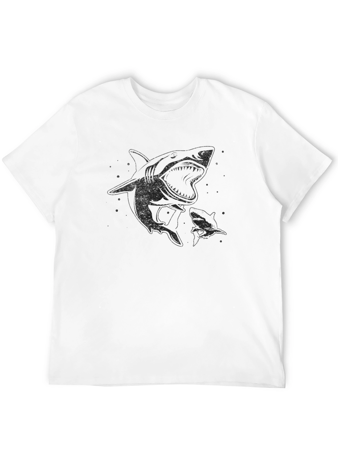 Shark Graphic Tee - Black Cotton Casual Shirt