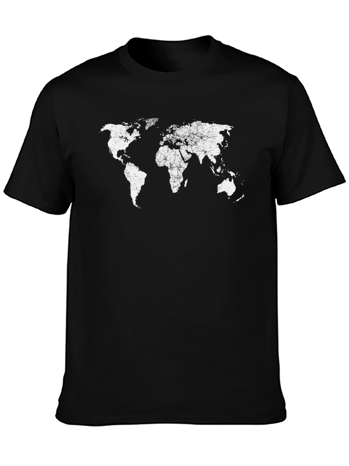 Distressed World Map Black Graphic Tee