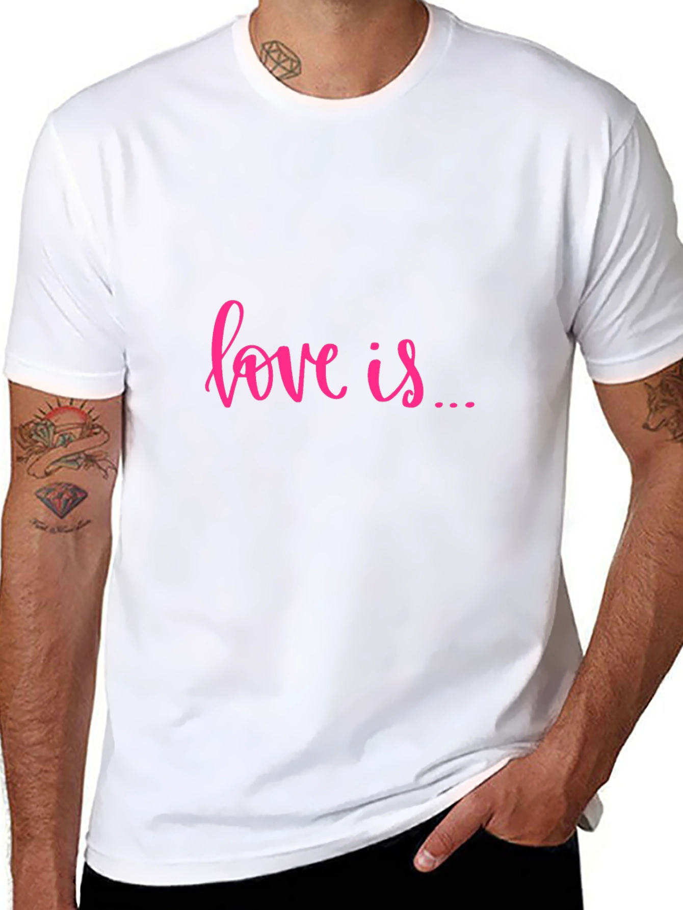 Love Is T-Shirt - Pink Text on Black