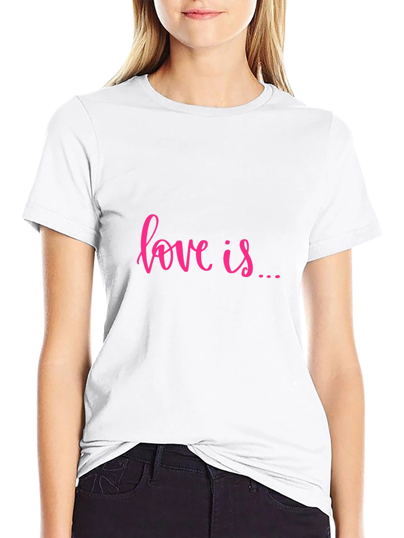 Love Is T-Shirt - Pink Text on Black