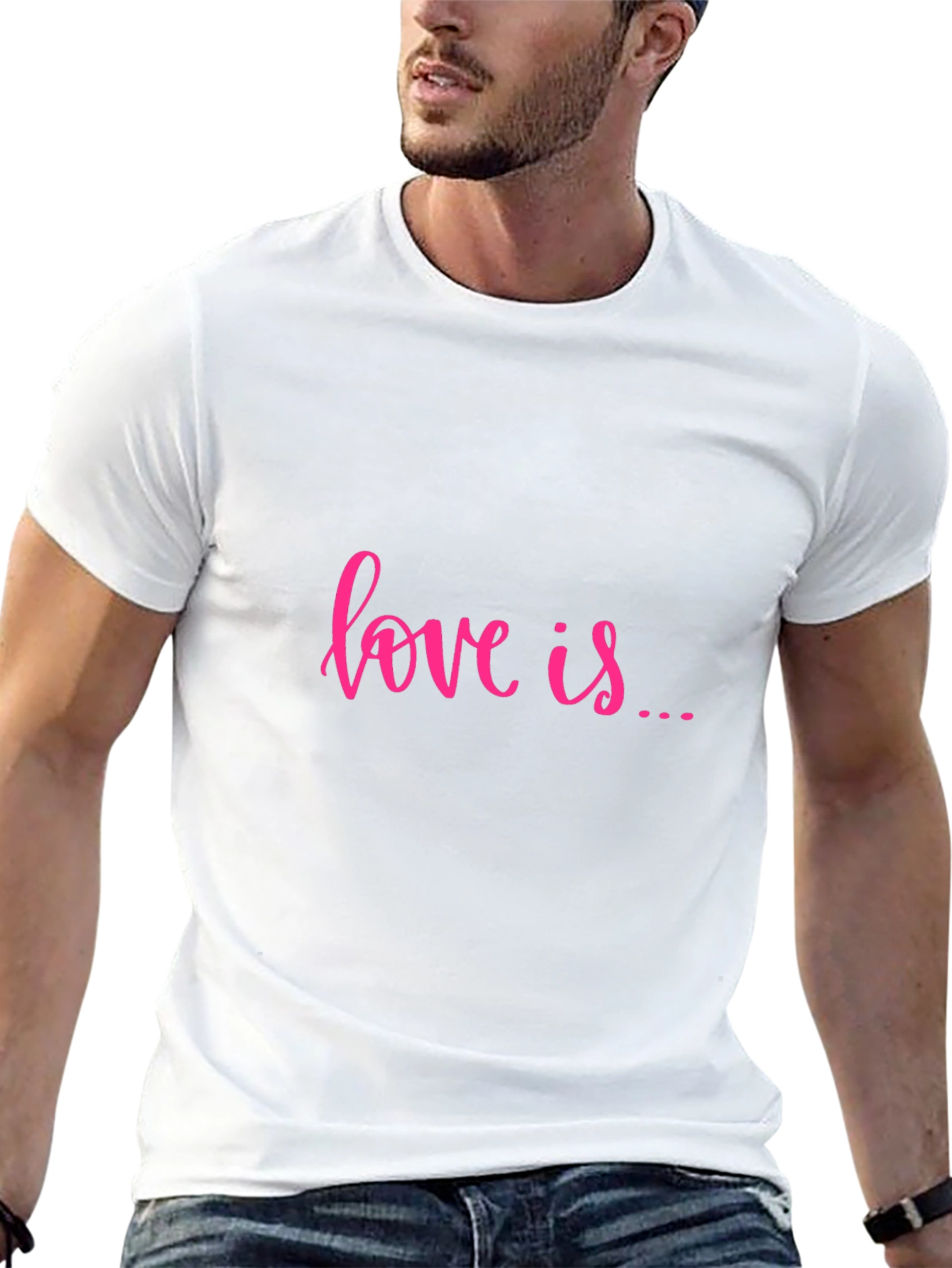 Love Is T-Shirt - Pink Text on Black