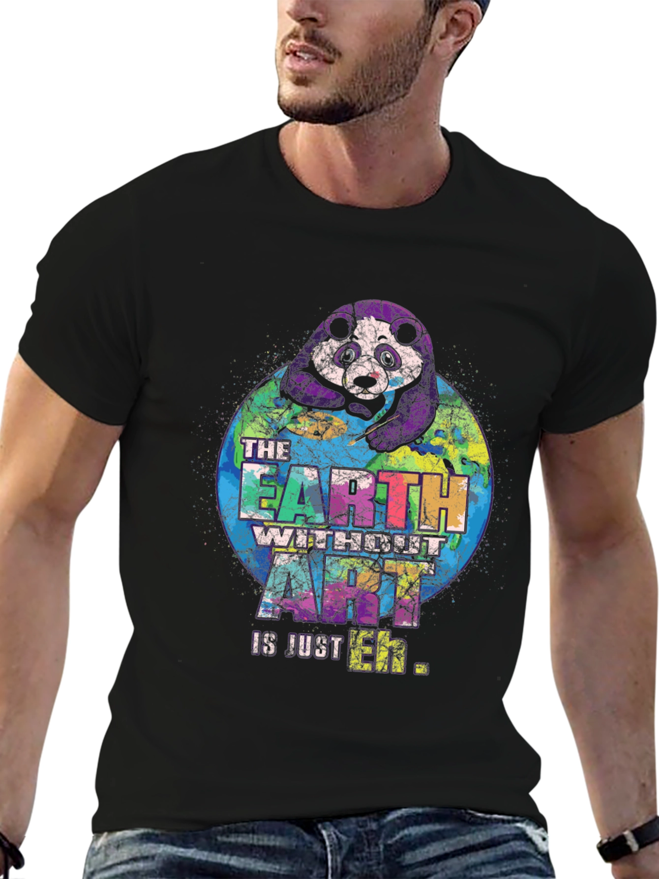 Art Lovers Panda Earth Graphic T-Shirt