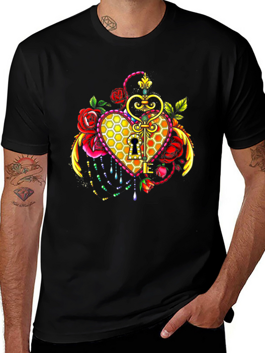 Heart & Key Graphic T-Shirt