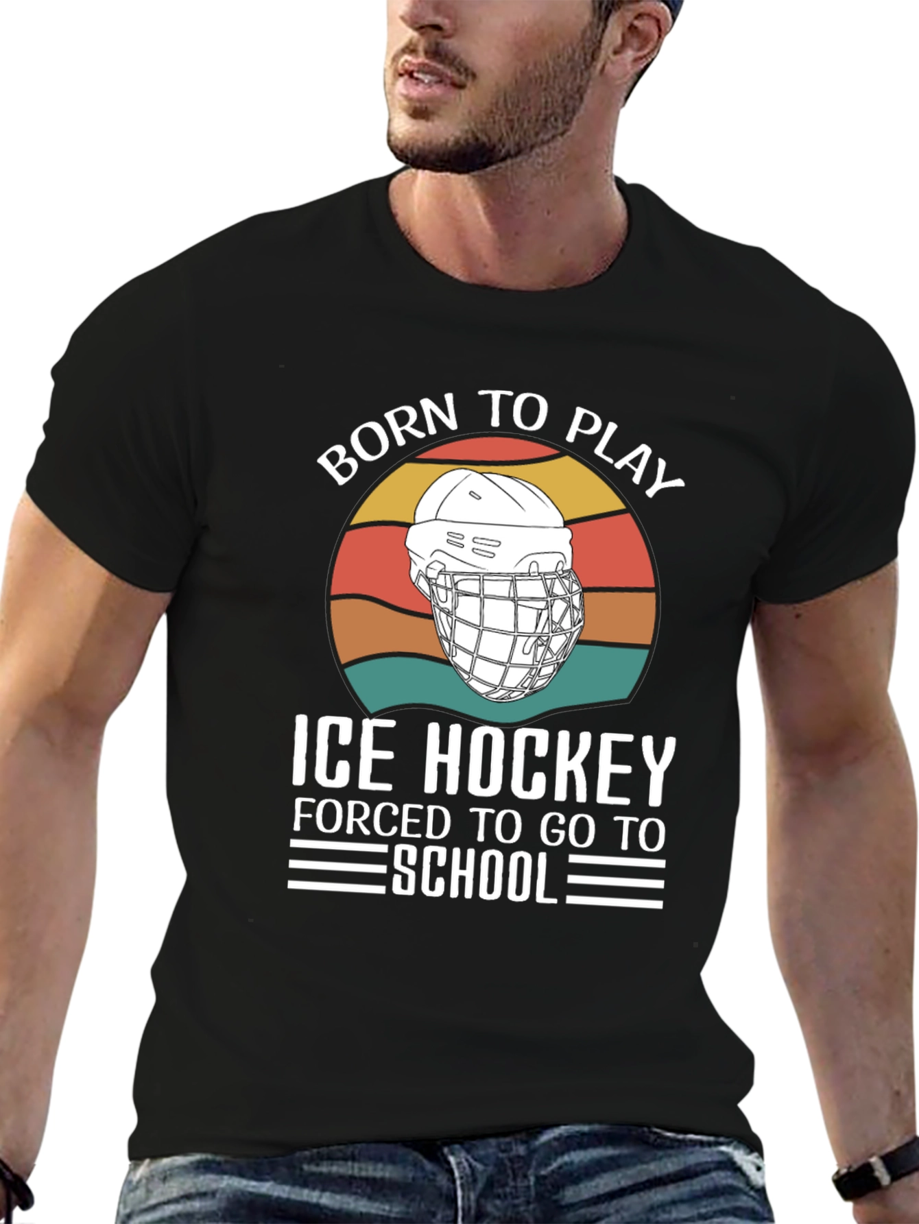 Born To Play Ice Hockey Graphic T-Shirt