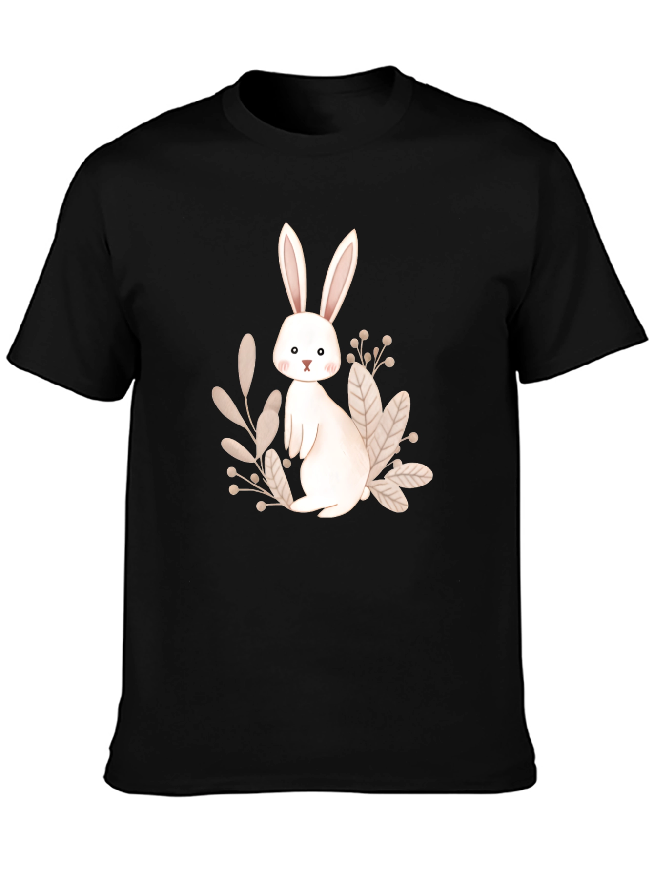 Bunny Graphic Print Black T-Shirt
