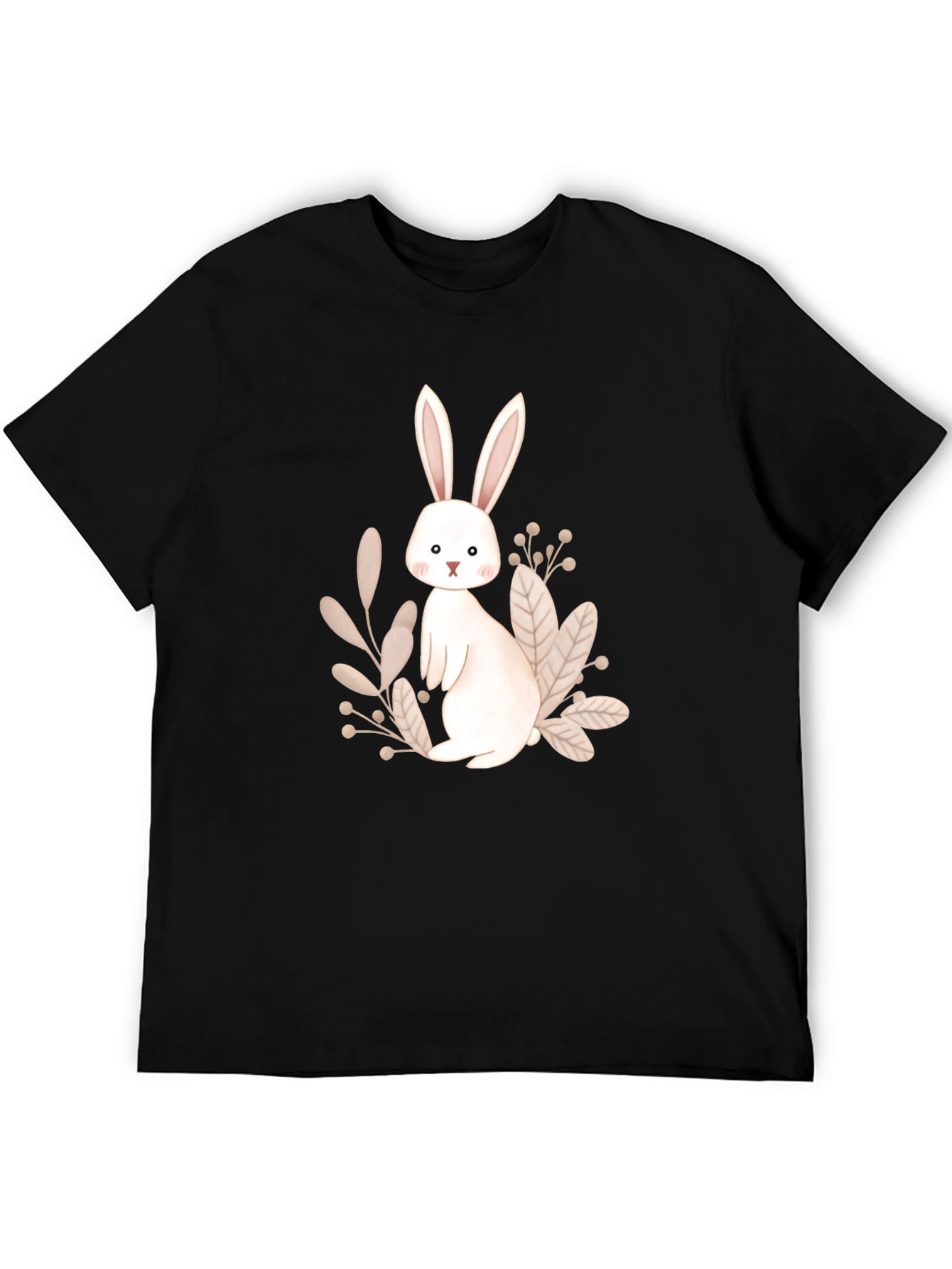 Bunny Graphic Print Black T-Shirt