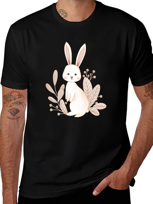 Bunny Graphic Print Black T-Shirt