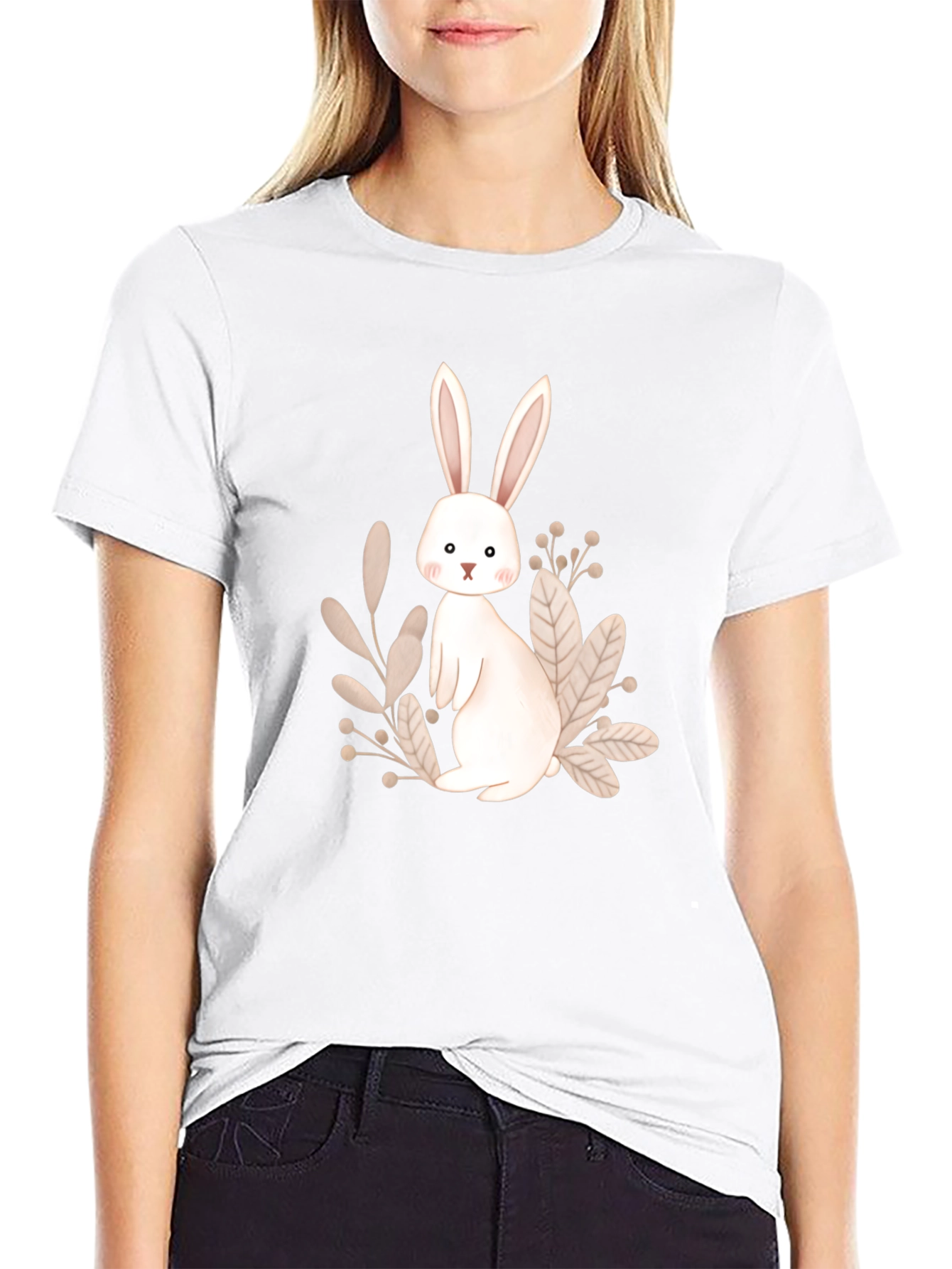 Bunny Graphic Print Black T-Shirt