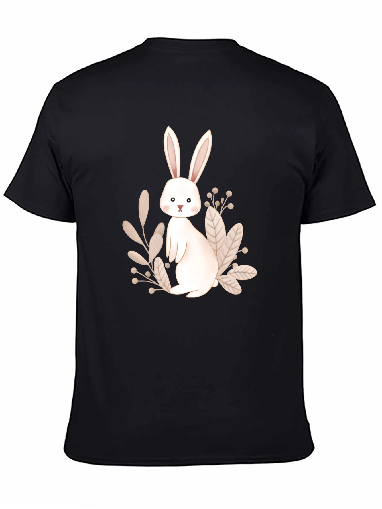 Bunny Graphic Print Black T-Shirt