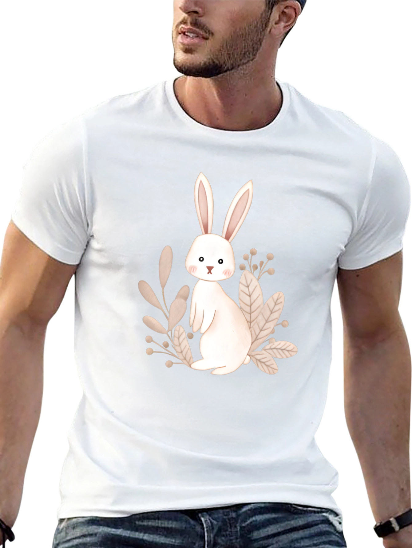 Bunny Graphic Print Black T-Shirt