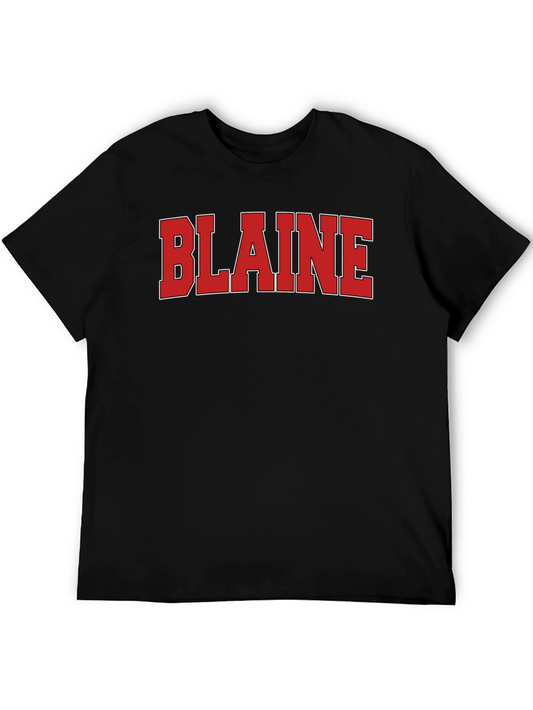 Blaine T-Shirt - Bold Red Lettering on Black