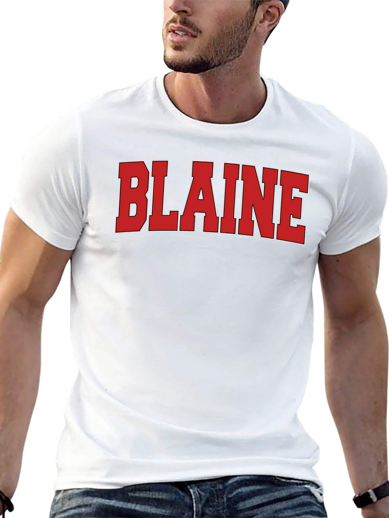 Blaine T-Shirt - Bold Red Lettering on Black